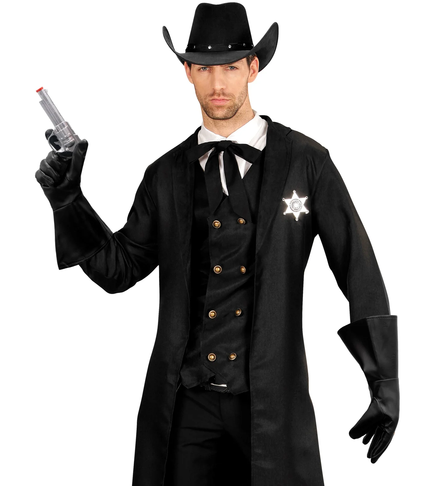 Cowboy handschoenen lederlook zwart - Image 3