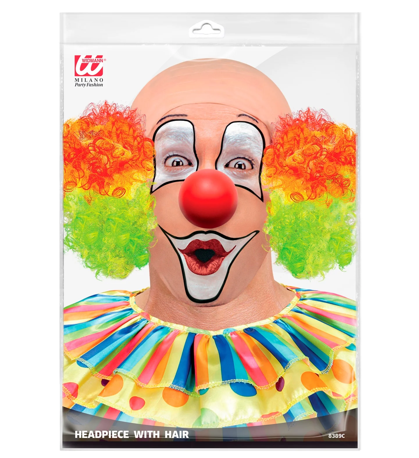 Clown pruik kaal hoofd kleurrijk - Image 3