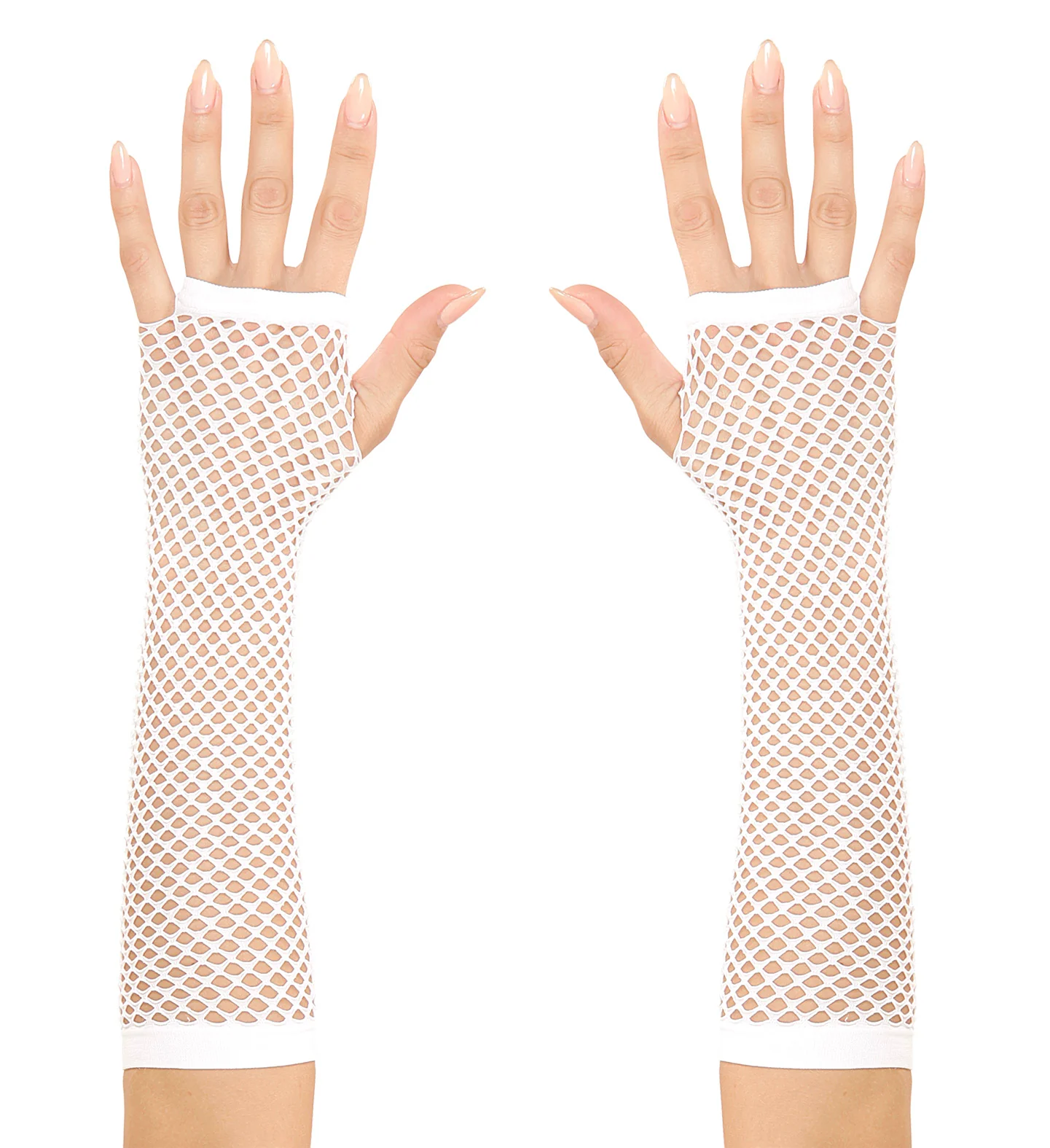 Net handschoenen wit lang - Image 2