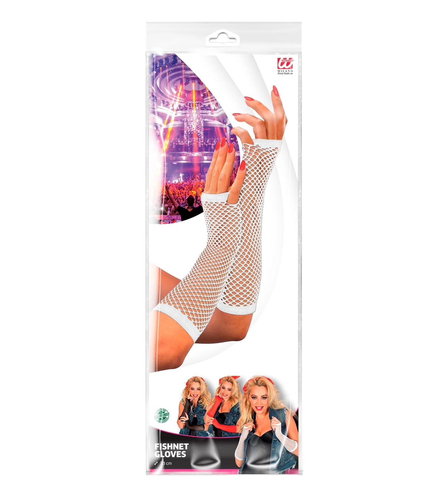 Net handschoenen wit lang - Image 6