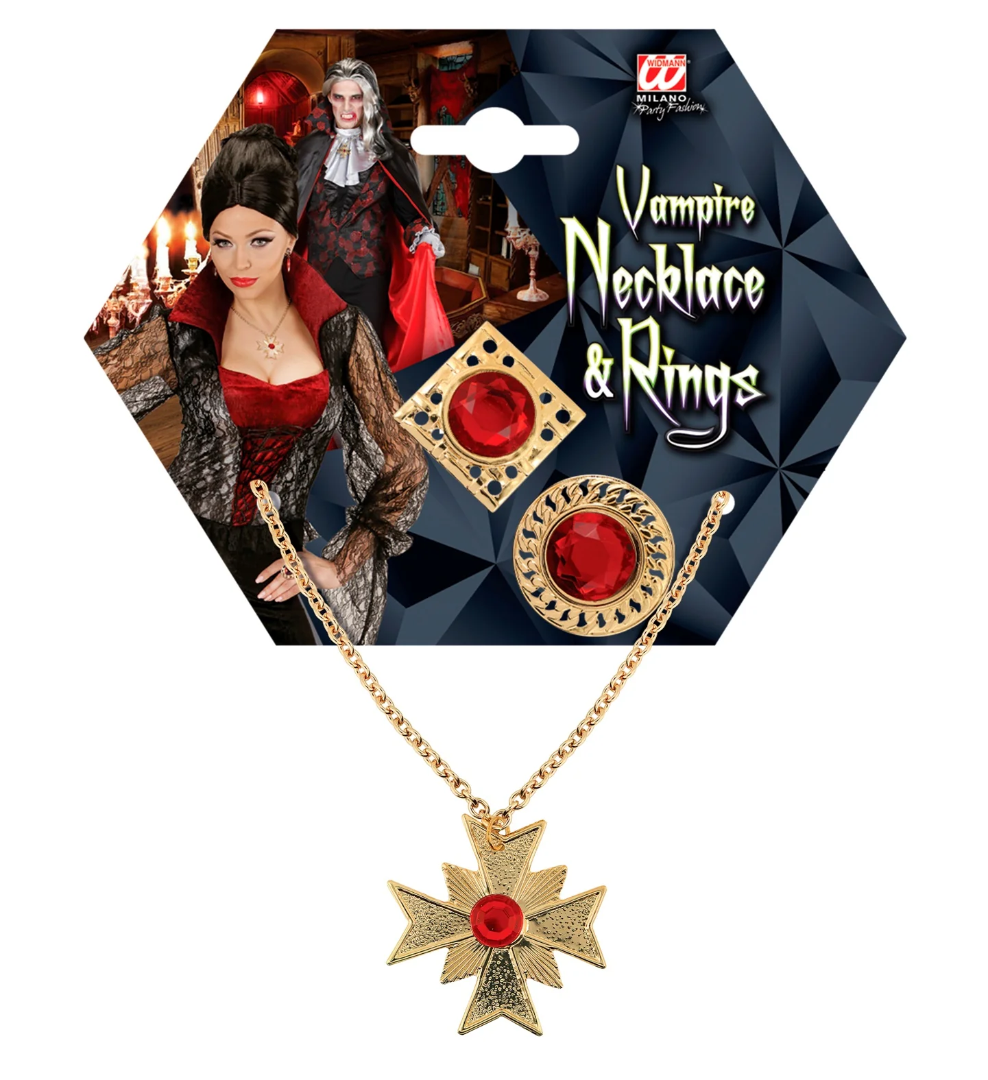 Dracula ketting met ringen Robijn - Image 6