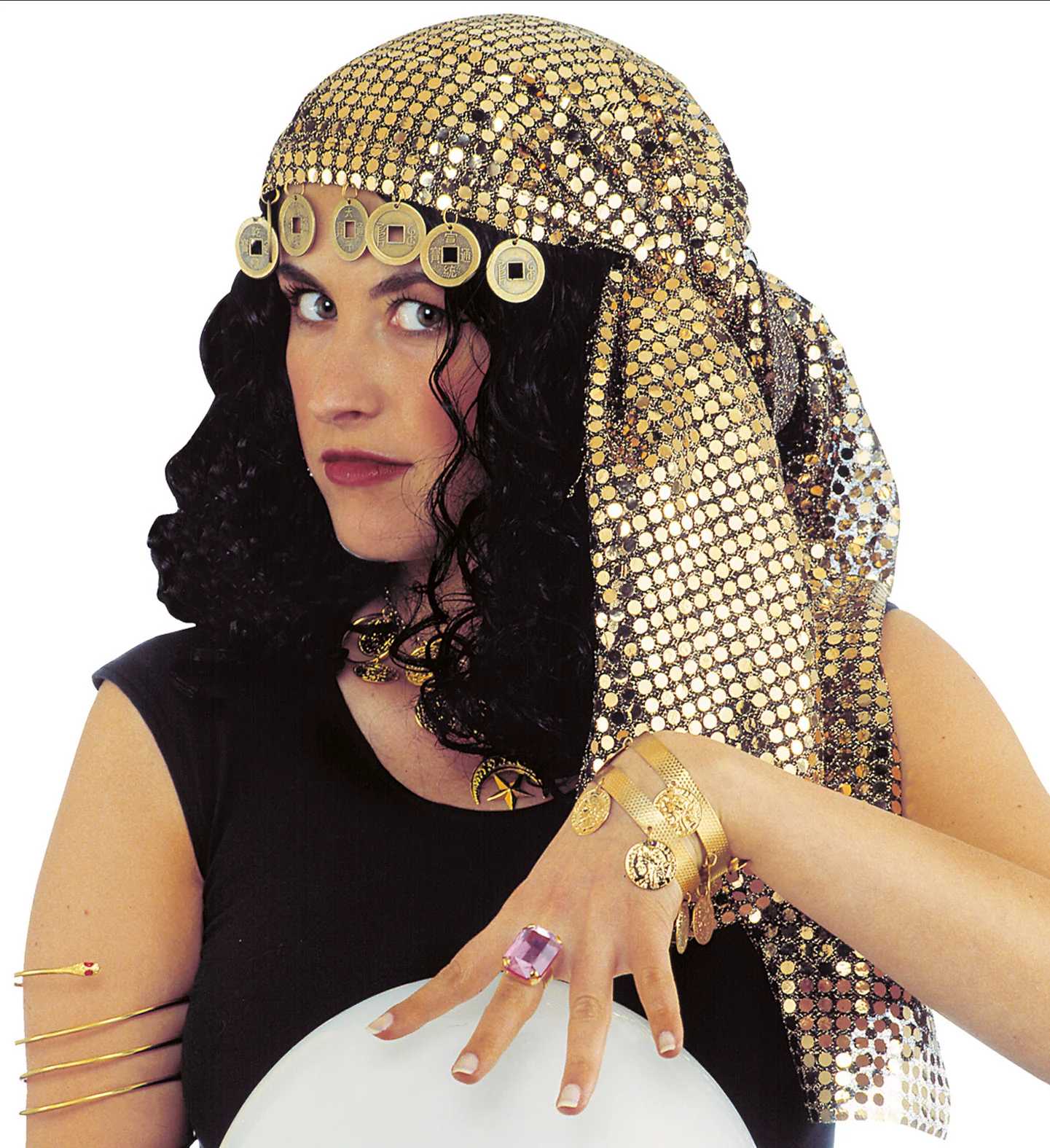 Pailletten hoofddoek met decoratie zigeunerin - Image 2