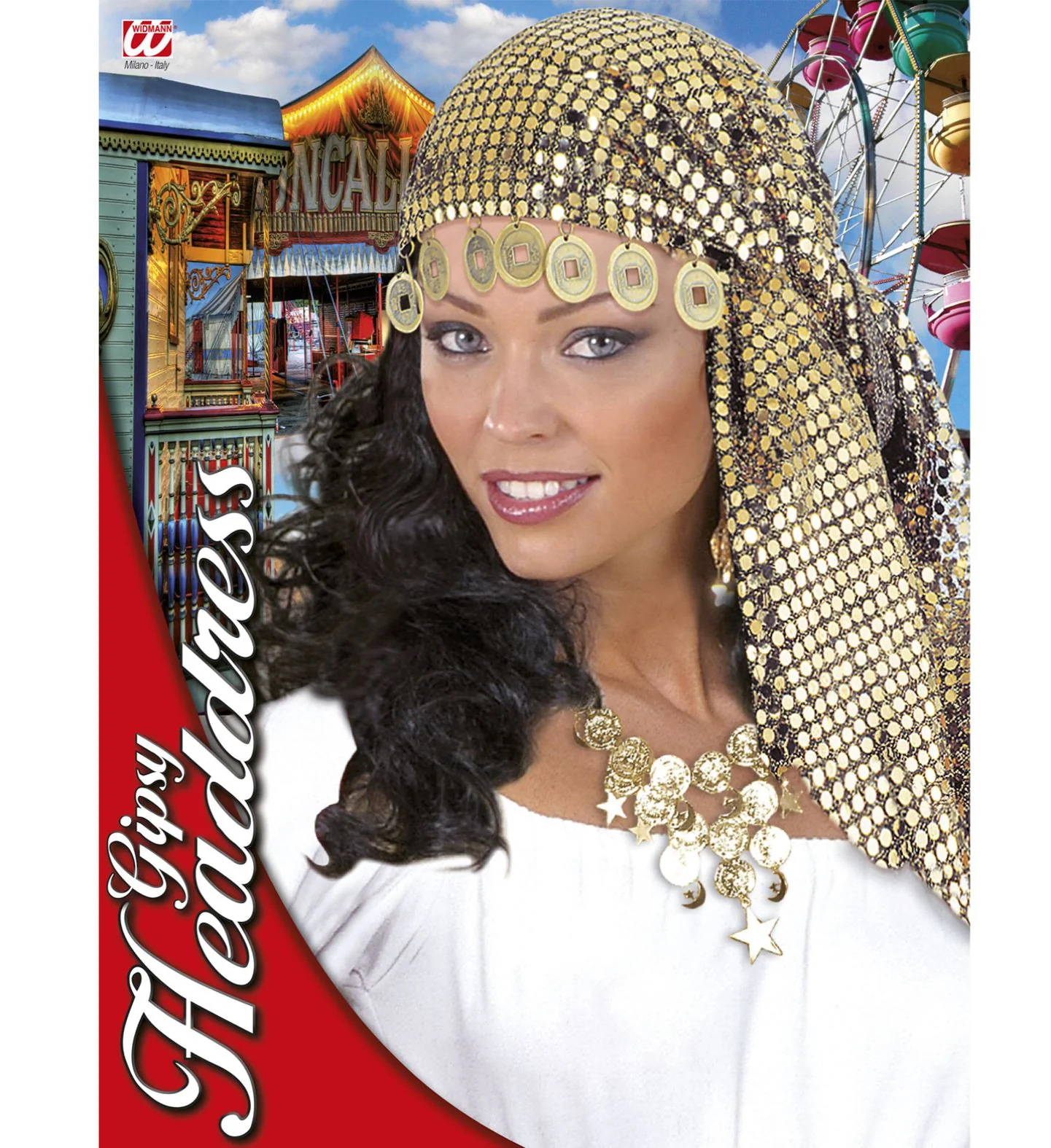 Pailletten hoofddoek met decoratie zigeunerin - Image 3