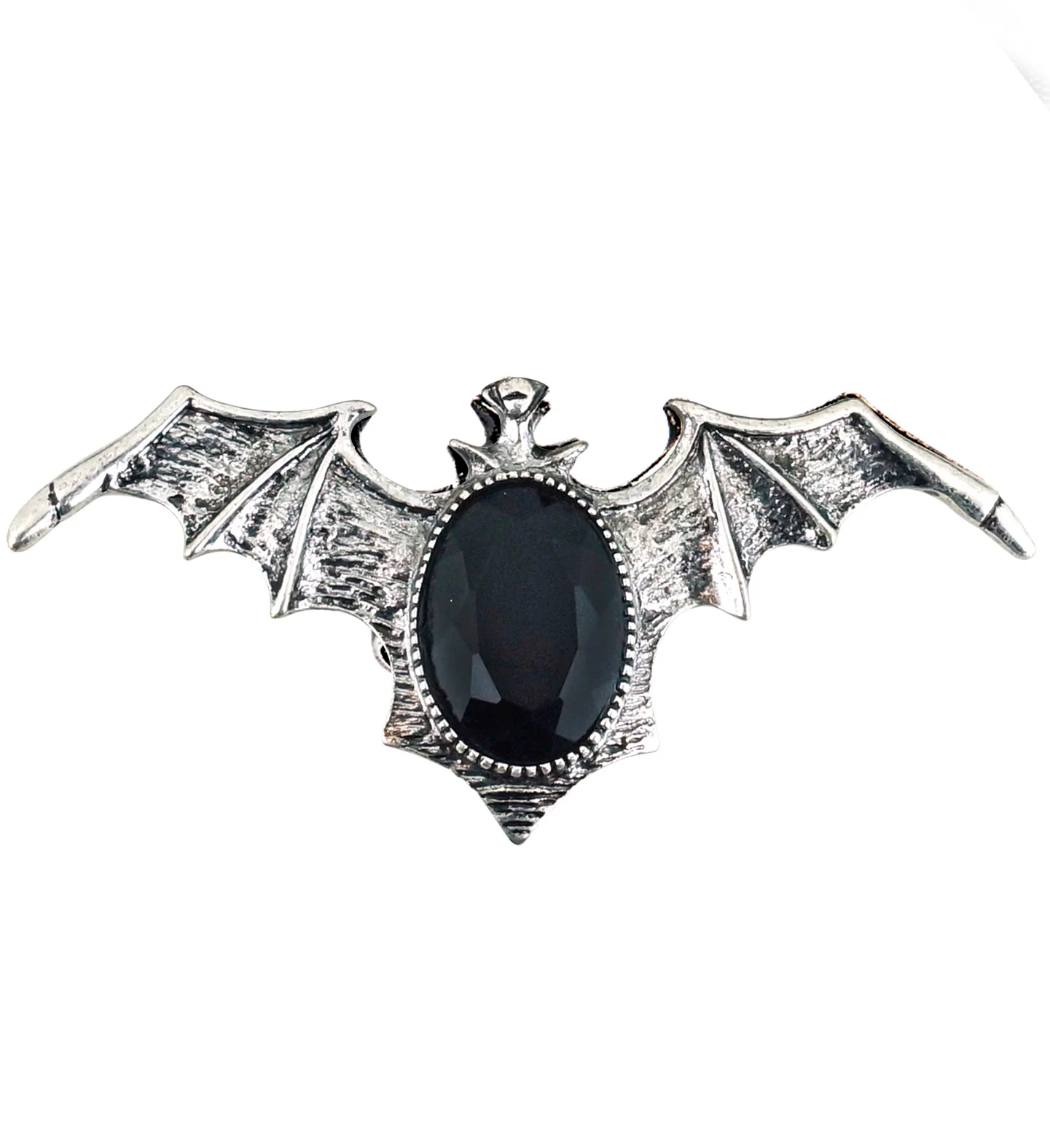 Vleermuis ring met zwarte gemsteen