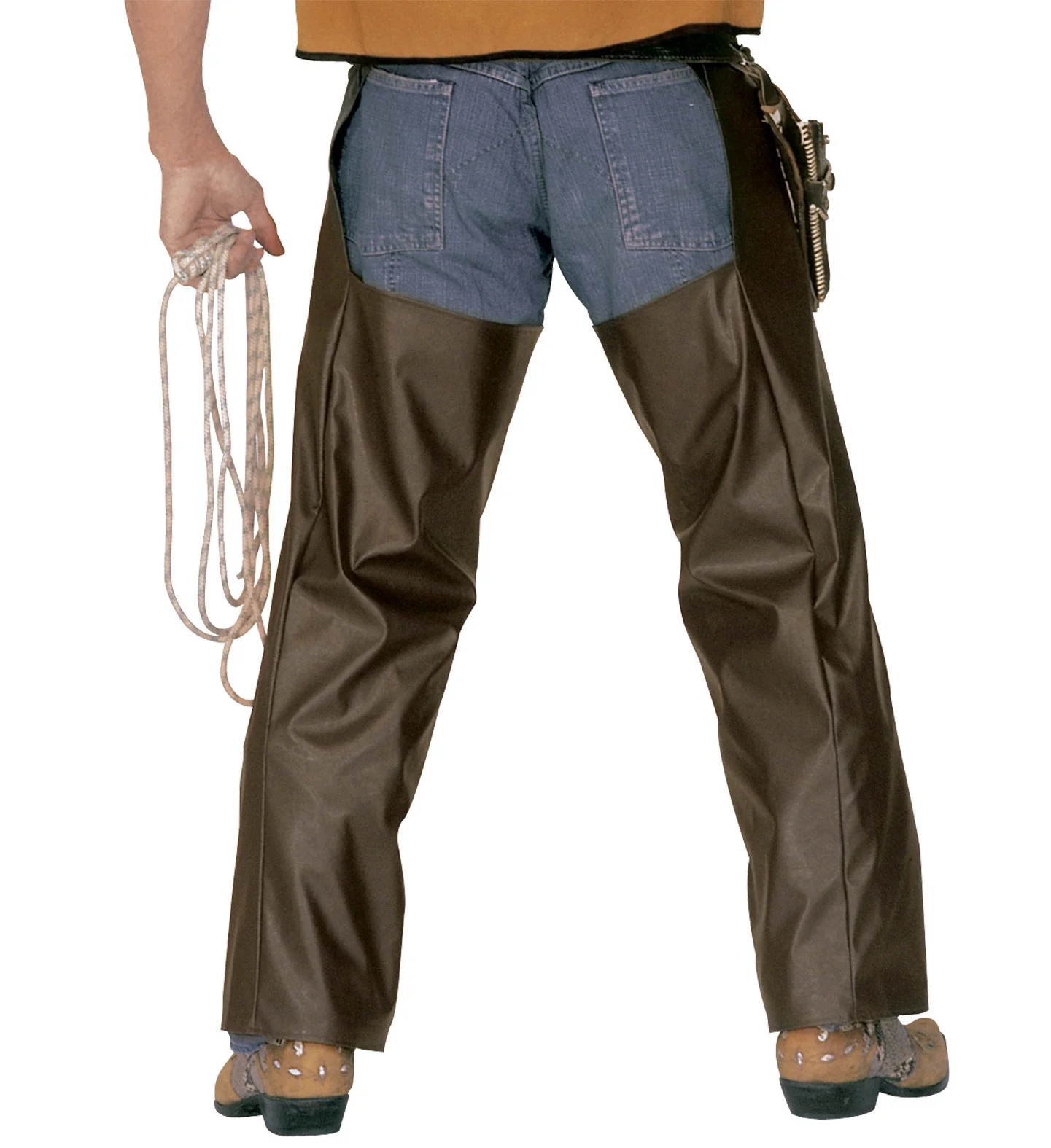 Lederlook cowboy broek met chaps bruin - Image 3