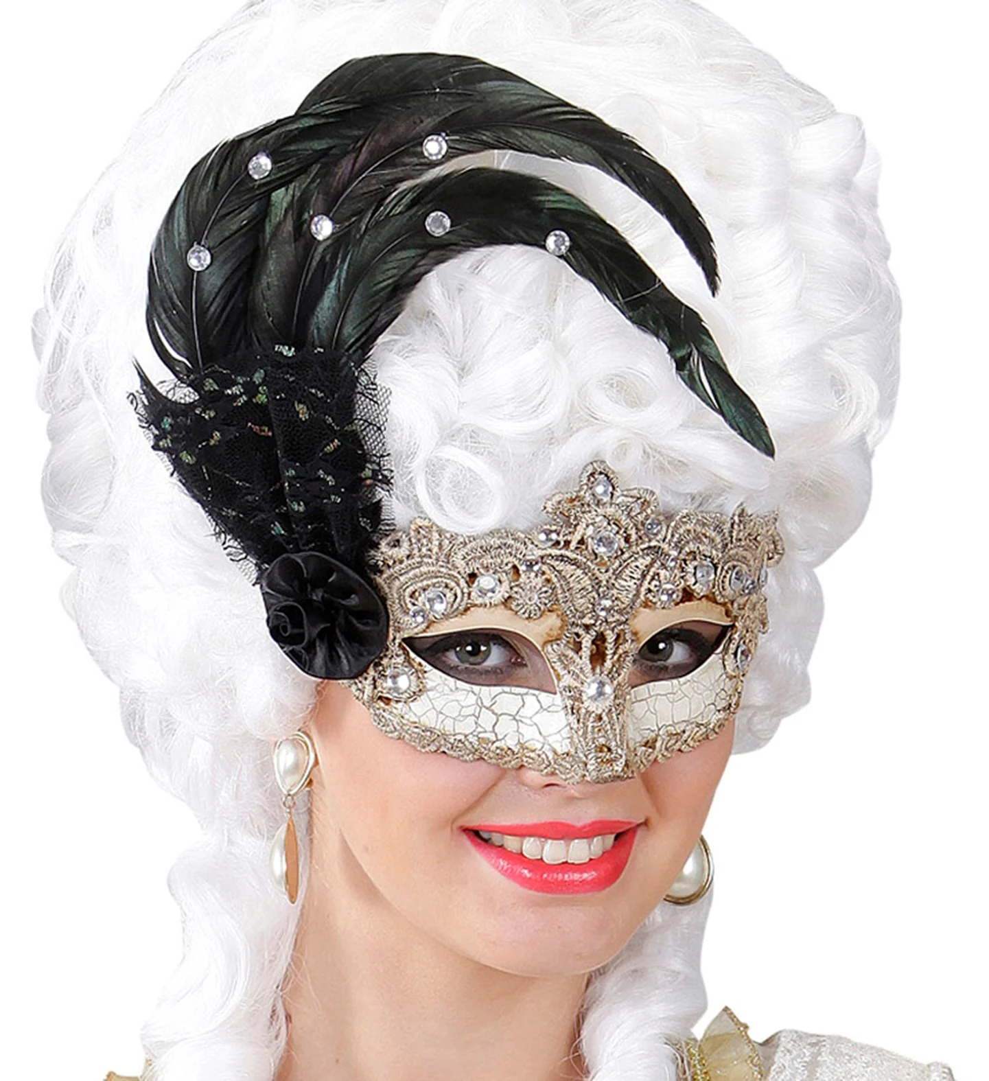 Oogmasker met zwarte veren - Image 2