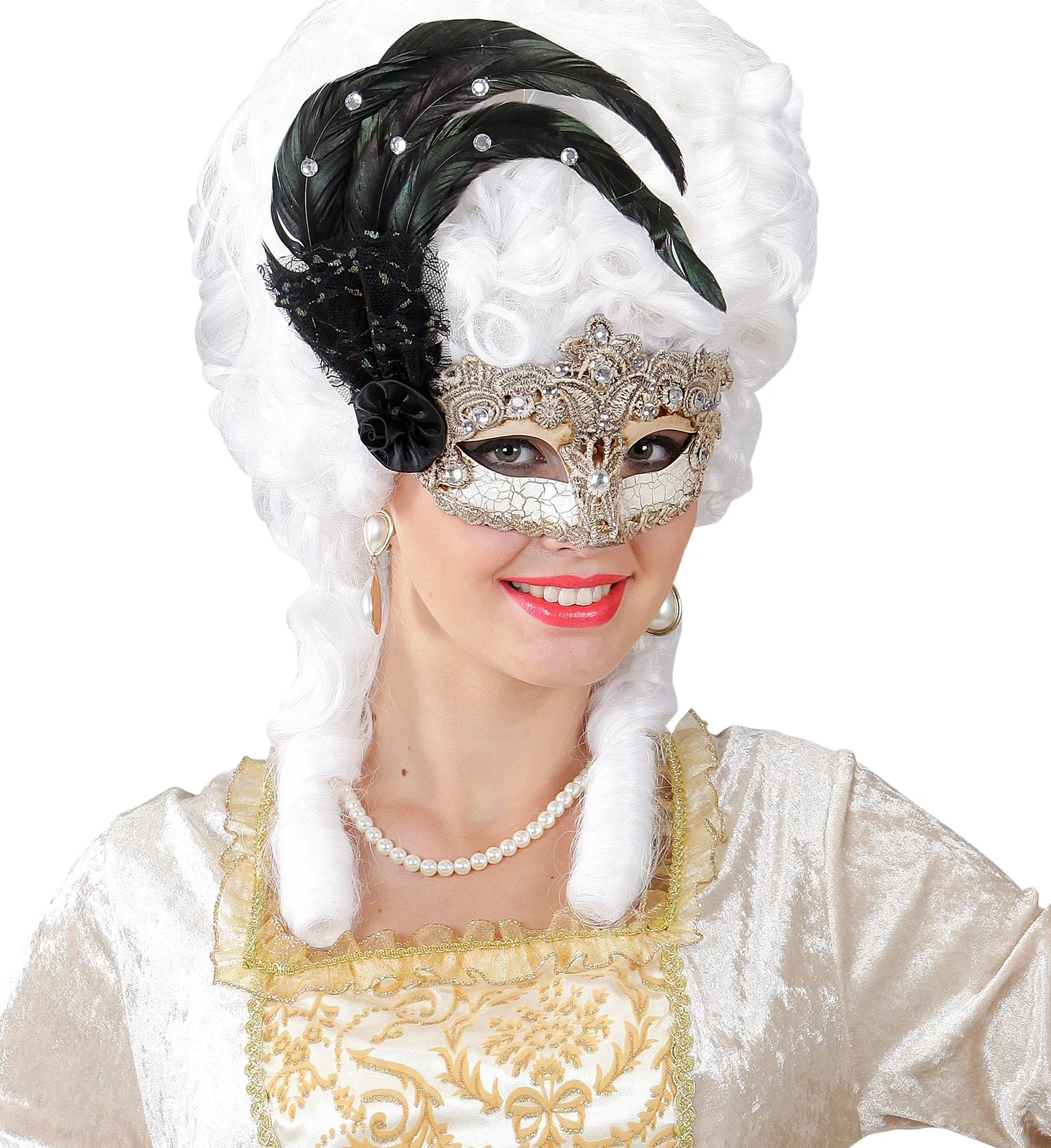 Oogmasker met zwarte veren - Image 3