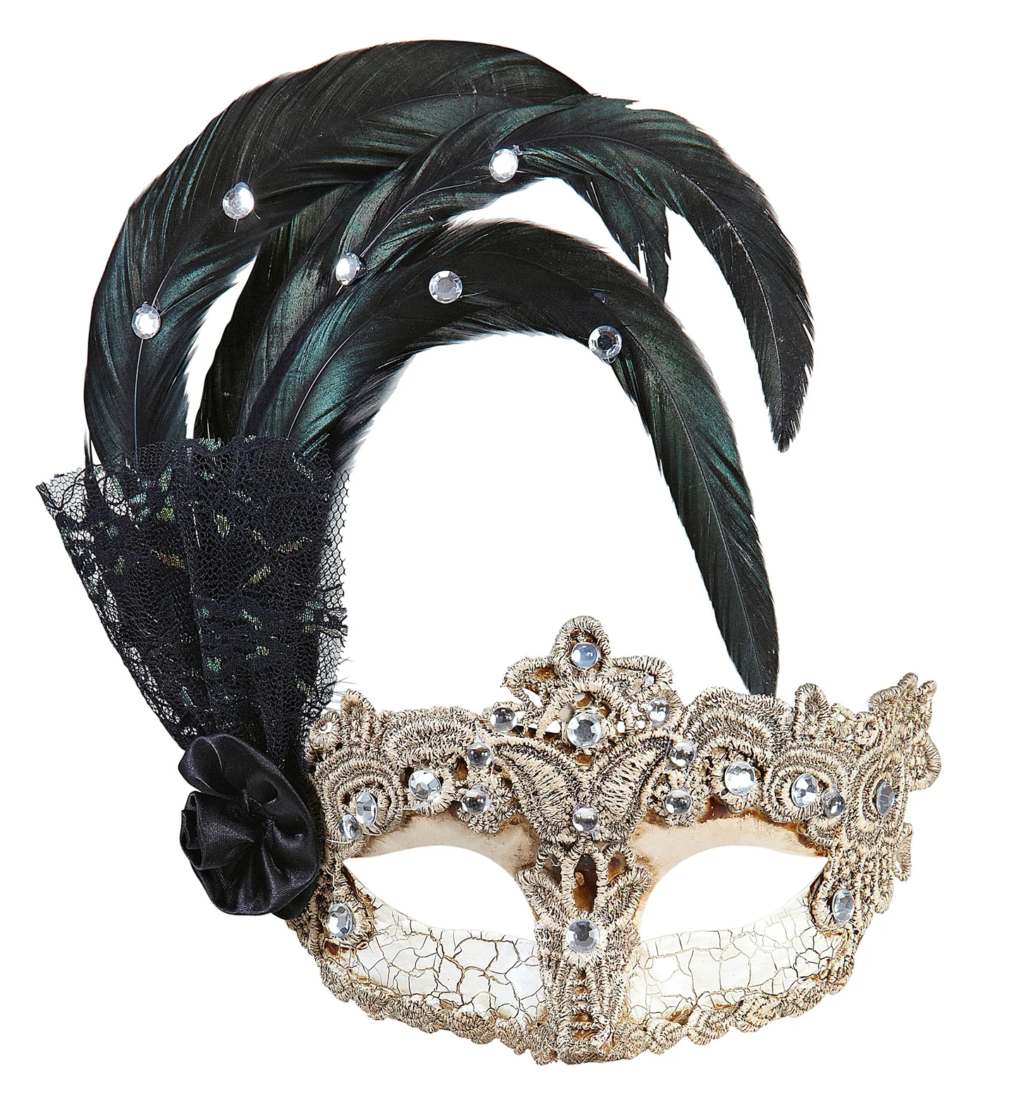 Oogmasker met zwarte veren - Image 4