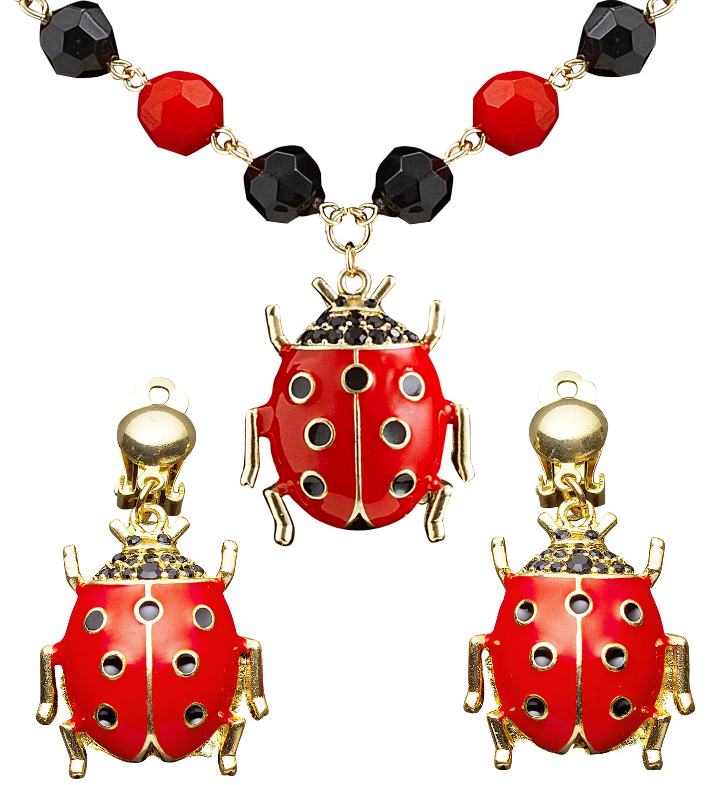 Ketting lieveheersbeestje met oorbellen - Image 2