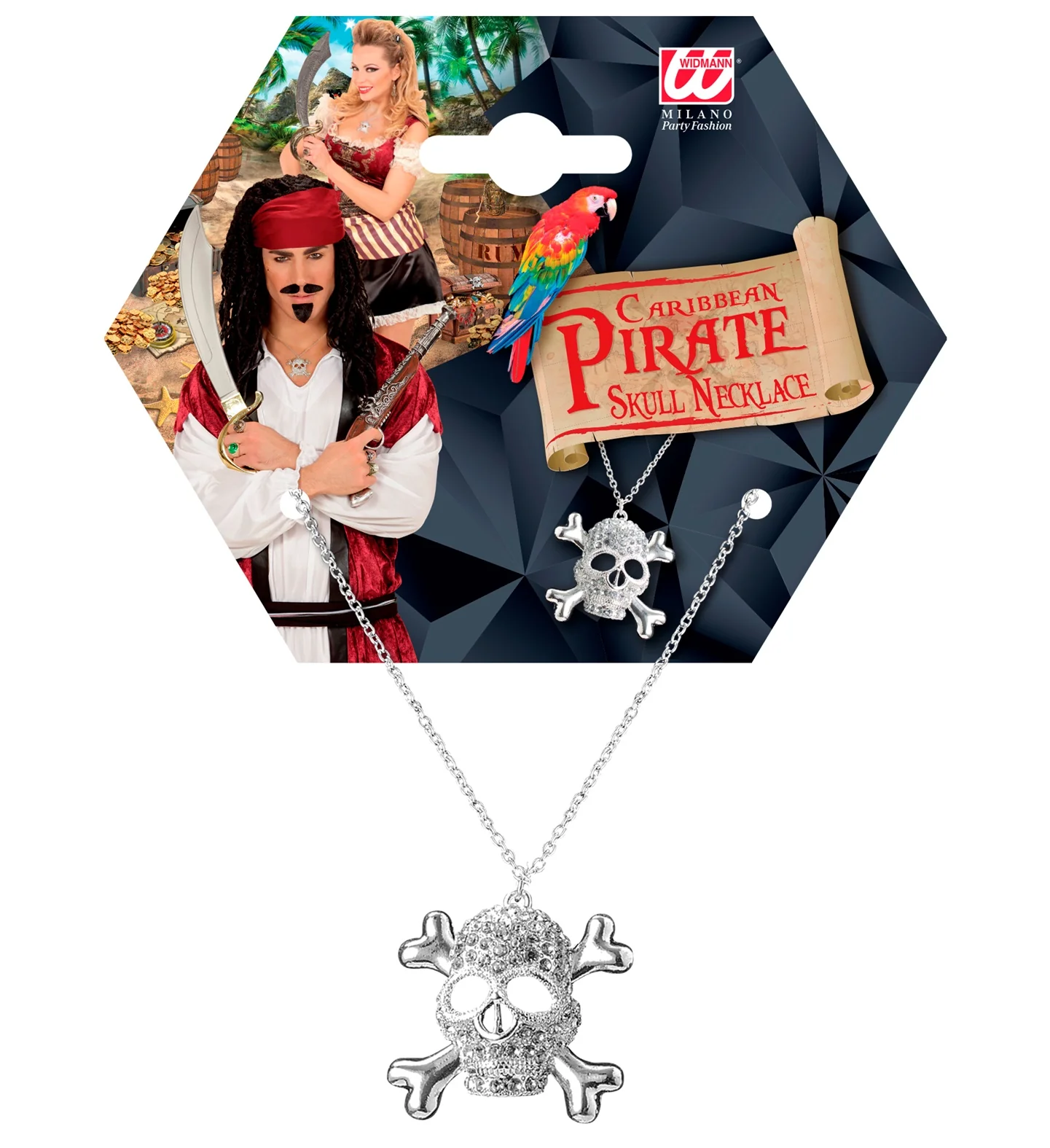 Ketting piraat strass met doodskop - Image 6