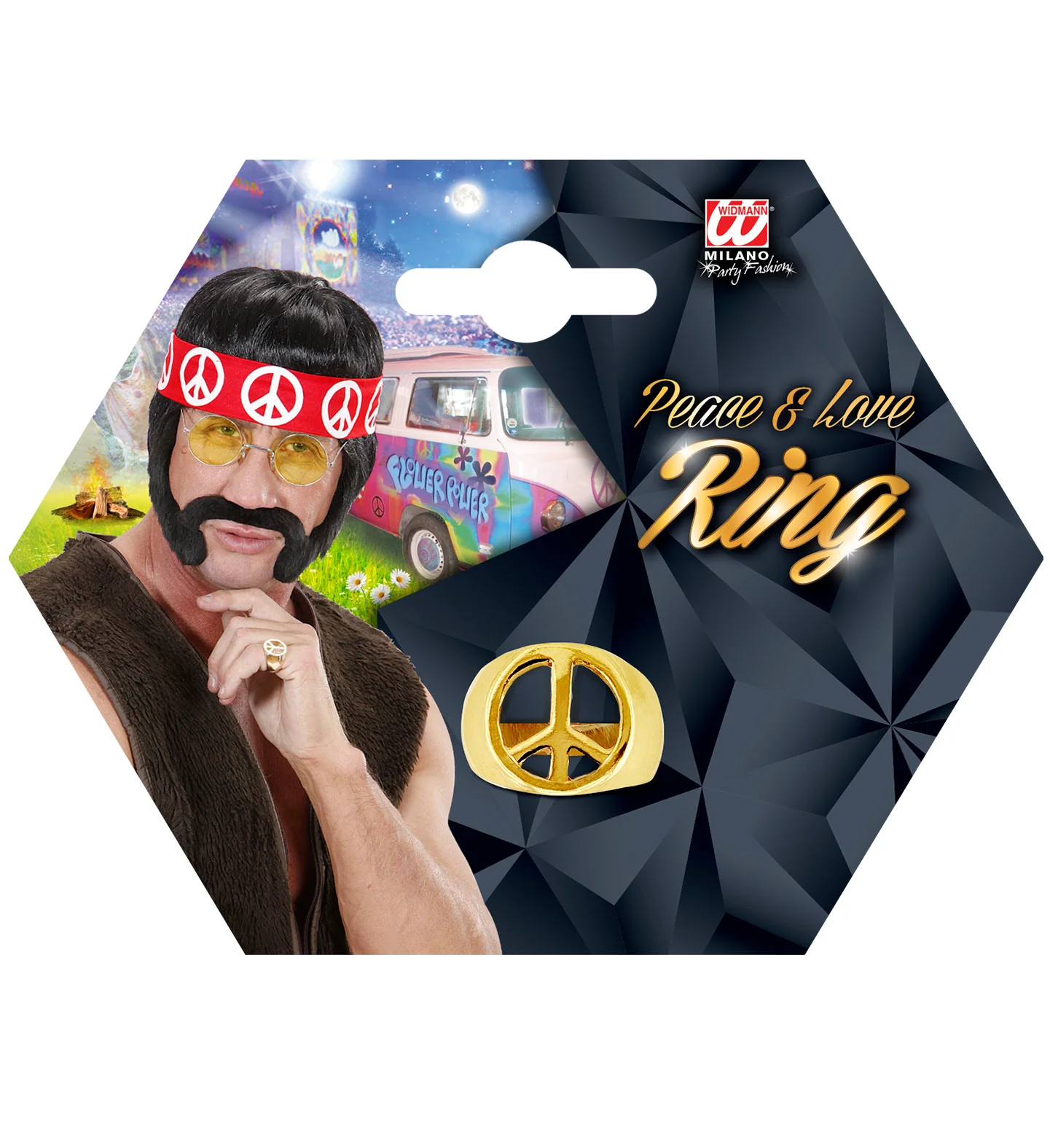 Hippie ring goud peace - Image 5