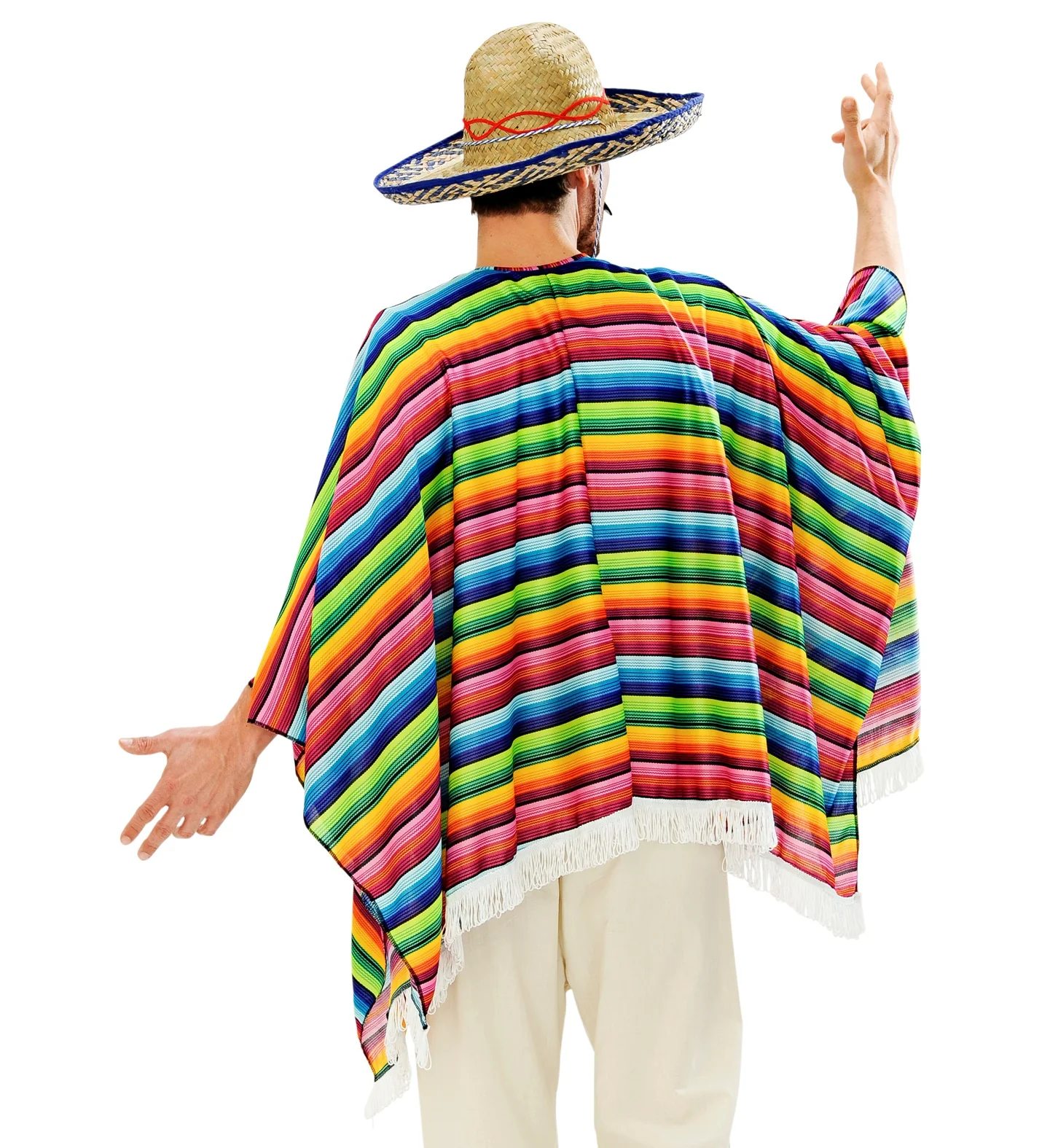 Mexicaanse poncho regenboog met sombrero - Image 2