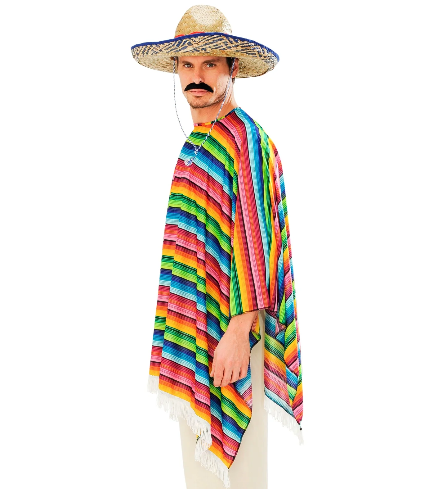 Mexicaanse poncho regenboog met sombrero - Image 3
