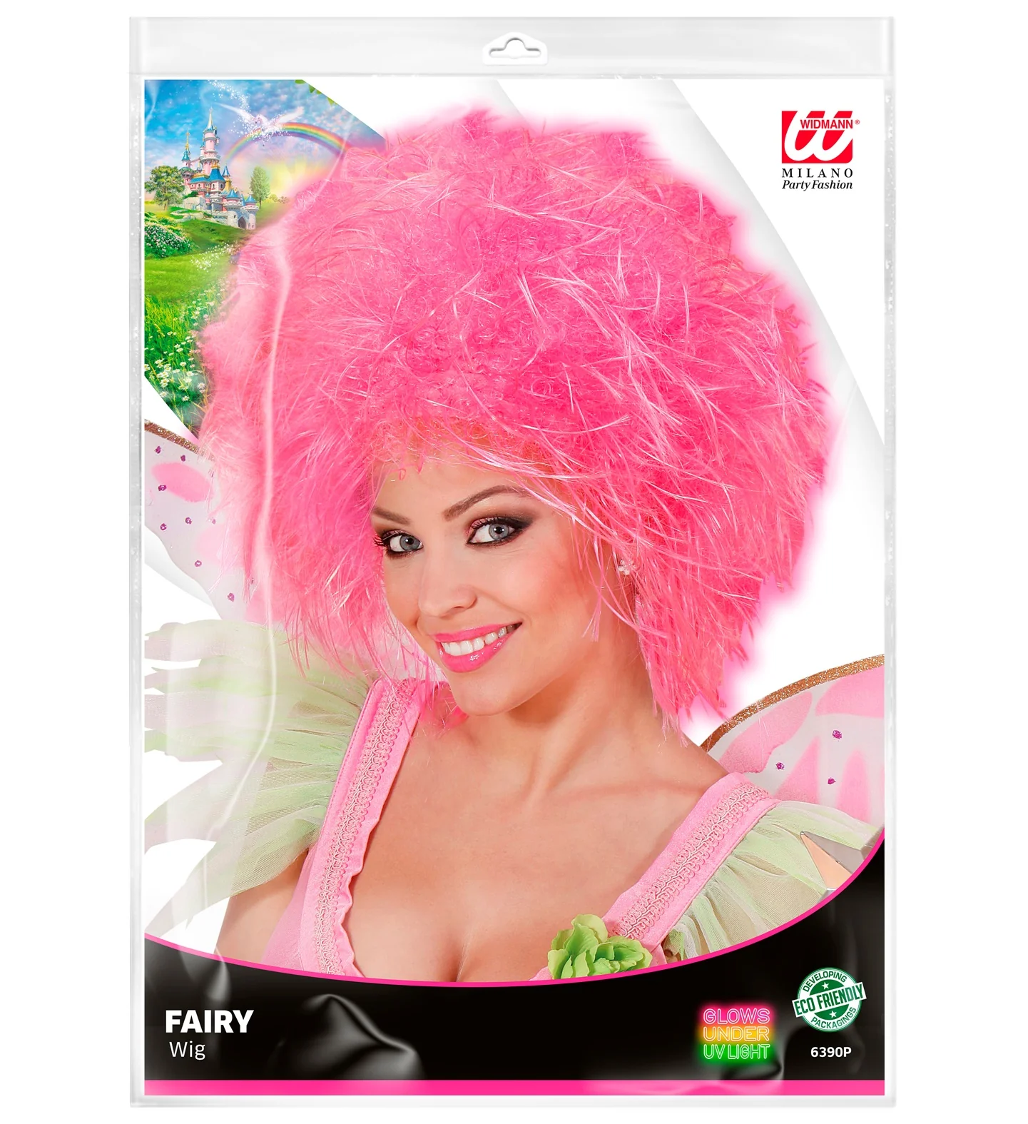 Neon roze pruik Britt kort haar - Image 3