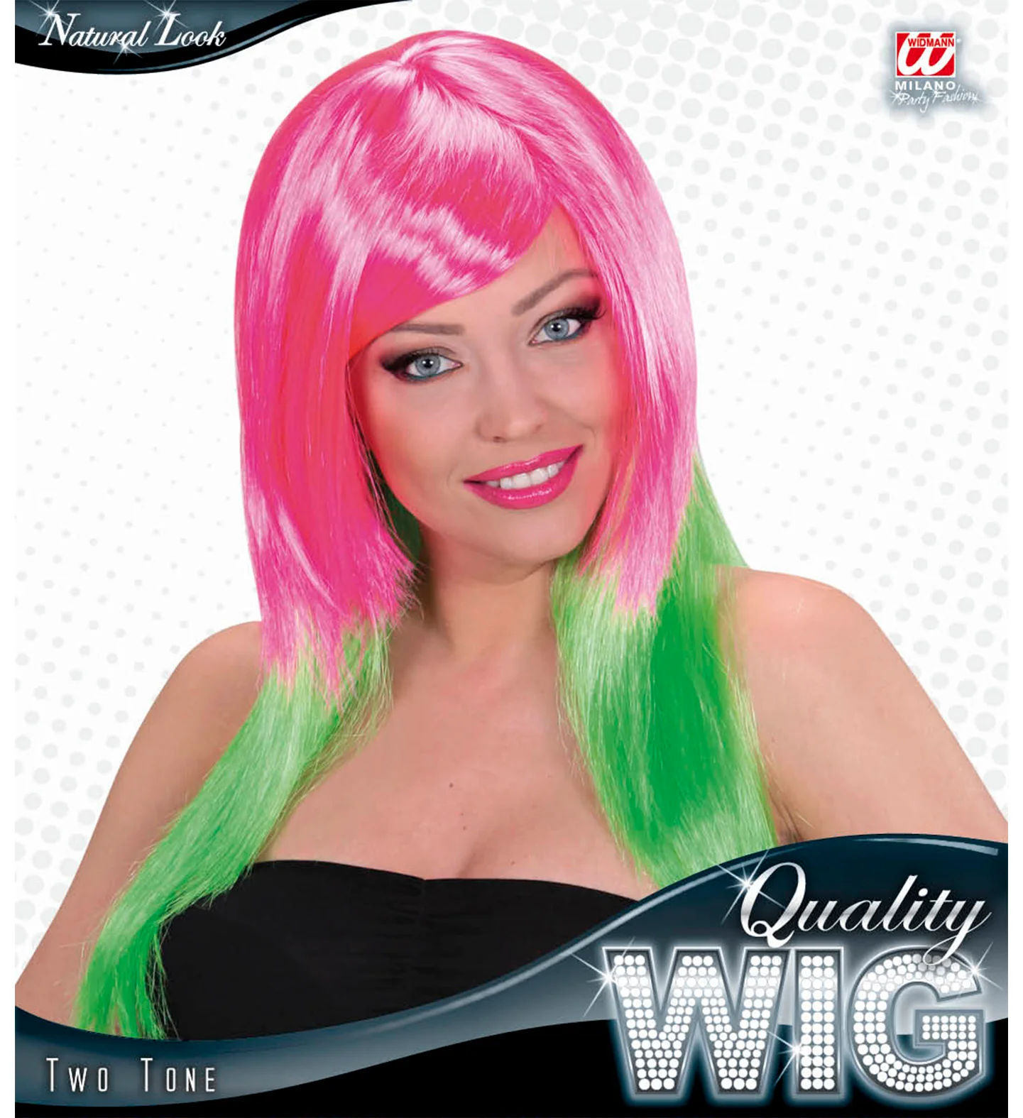 Dip dye pruik roze groen - Image 2