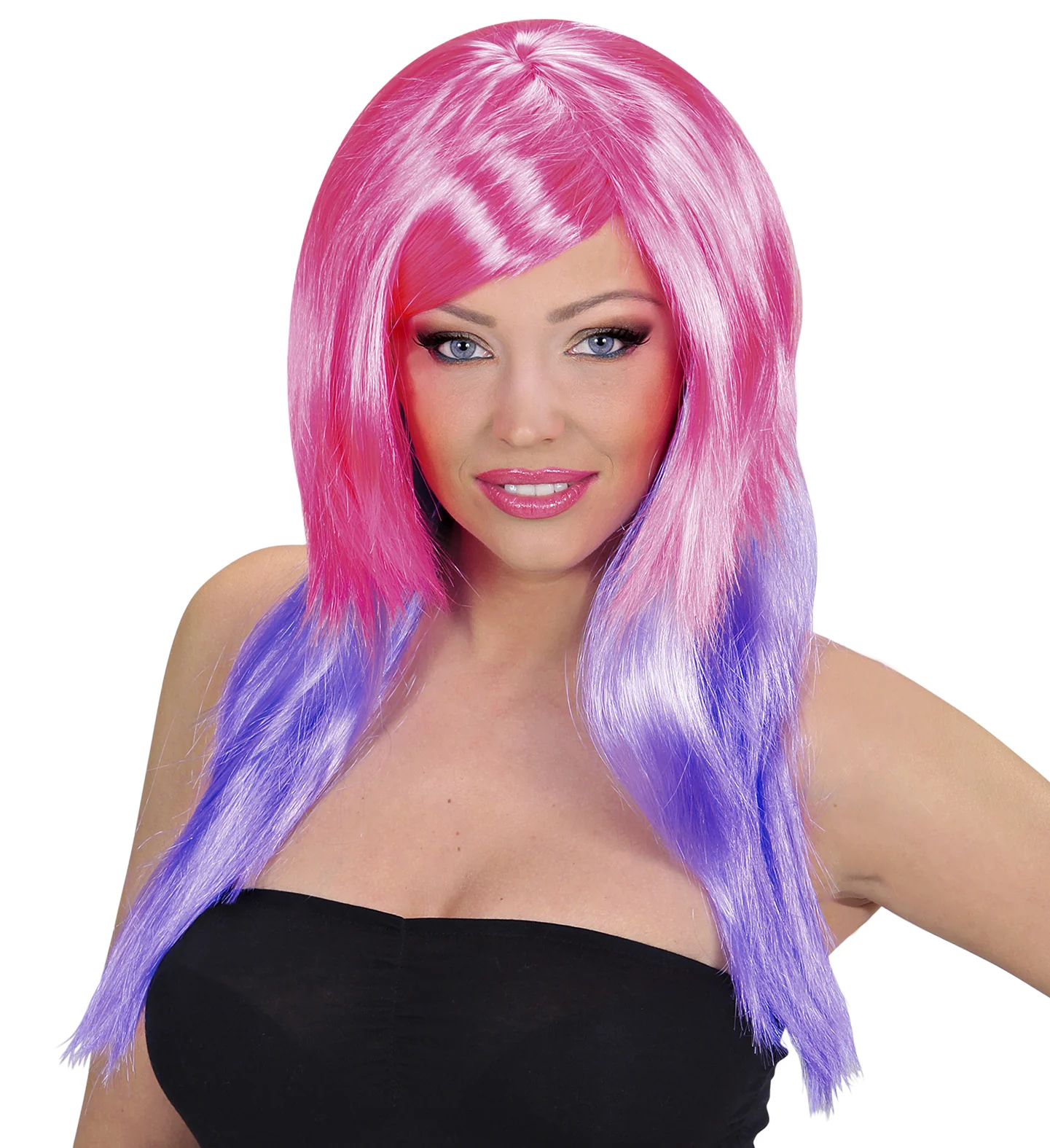 Dip dye pruik paars roze