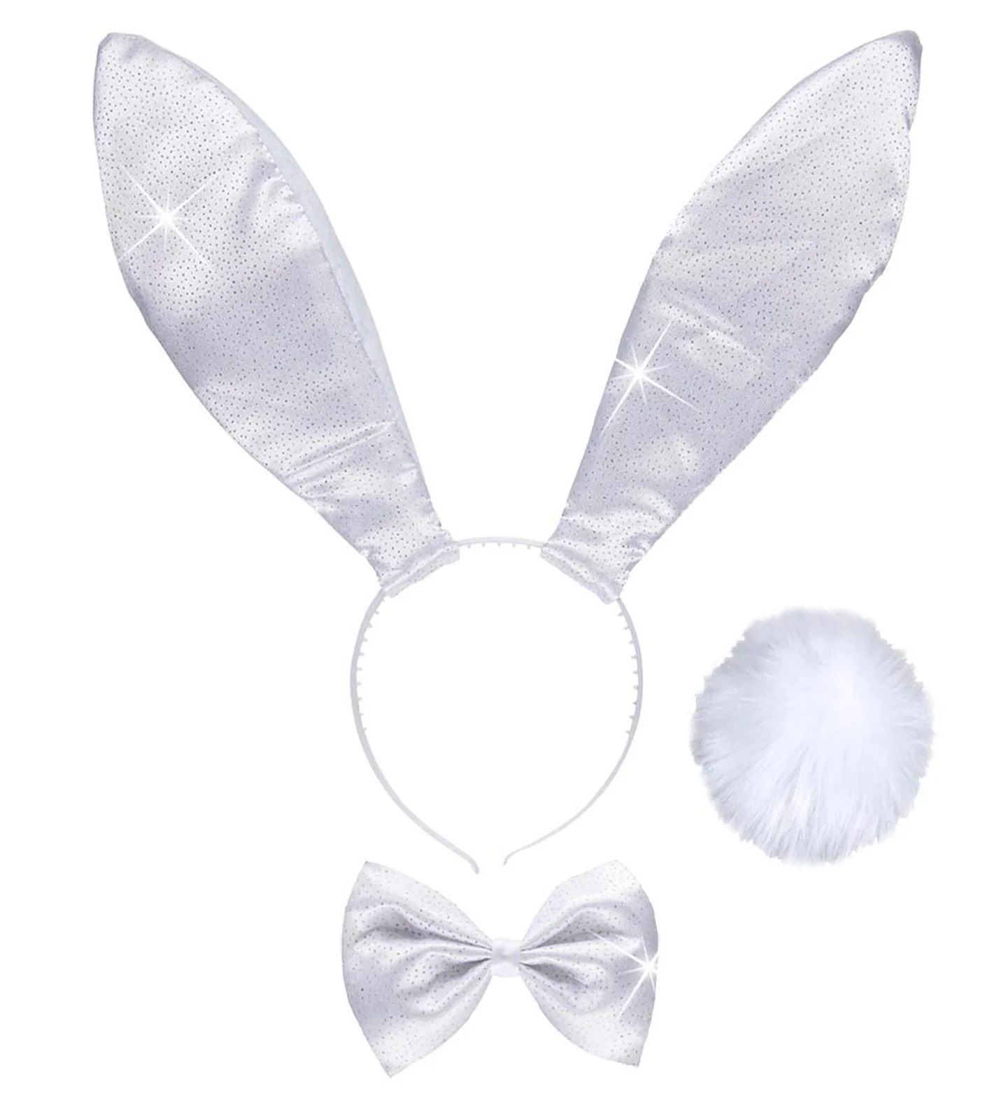 Verkleedset bunny wit glitters