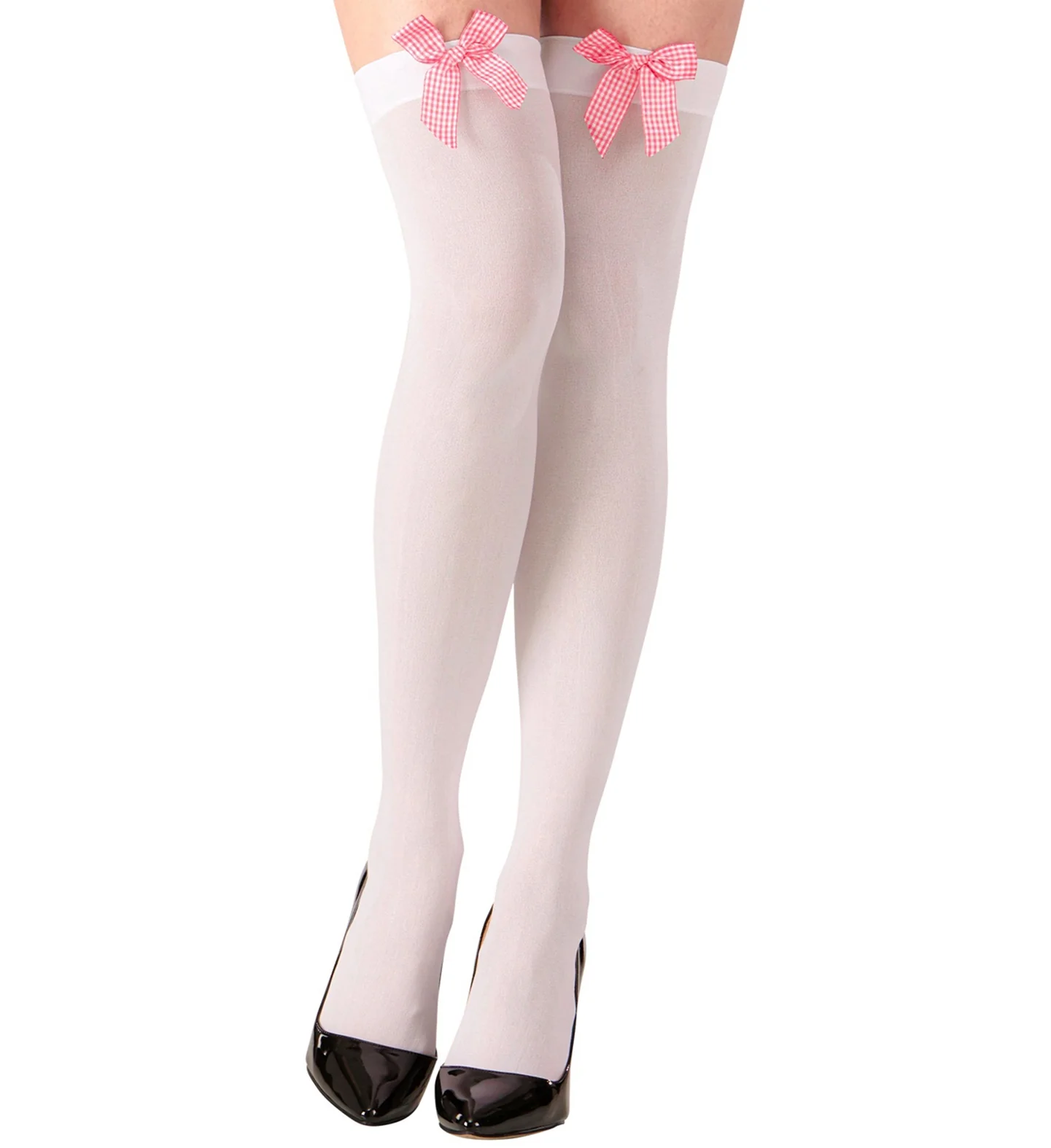 Hoge witte kousen met roze strik - Image 3