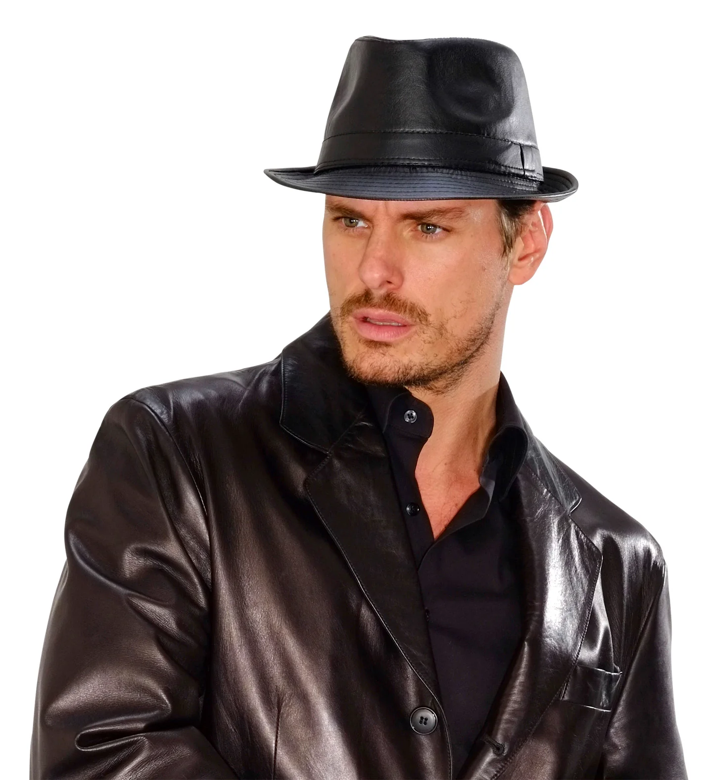 Gleufhoedje zwart Lederlook - Image 3