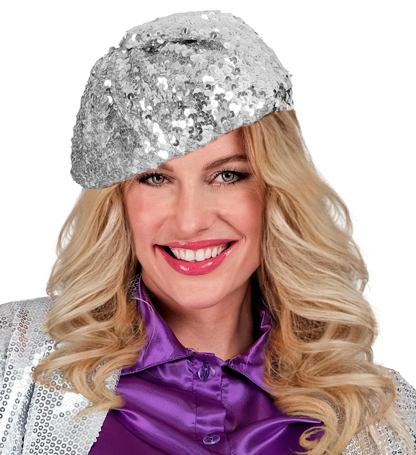 Zilveren baret pailletten glitter muts - Image 3