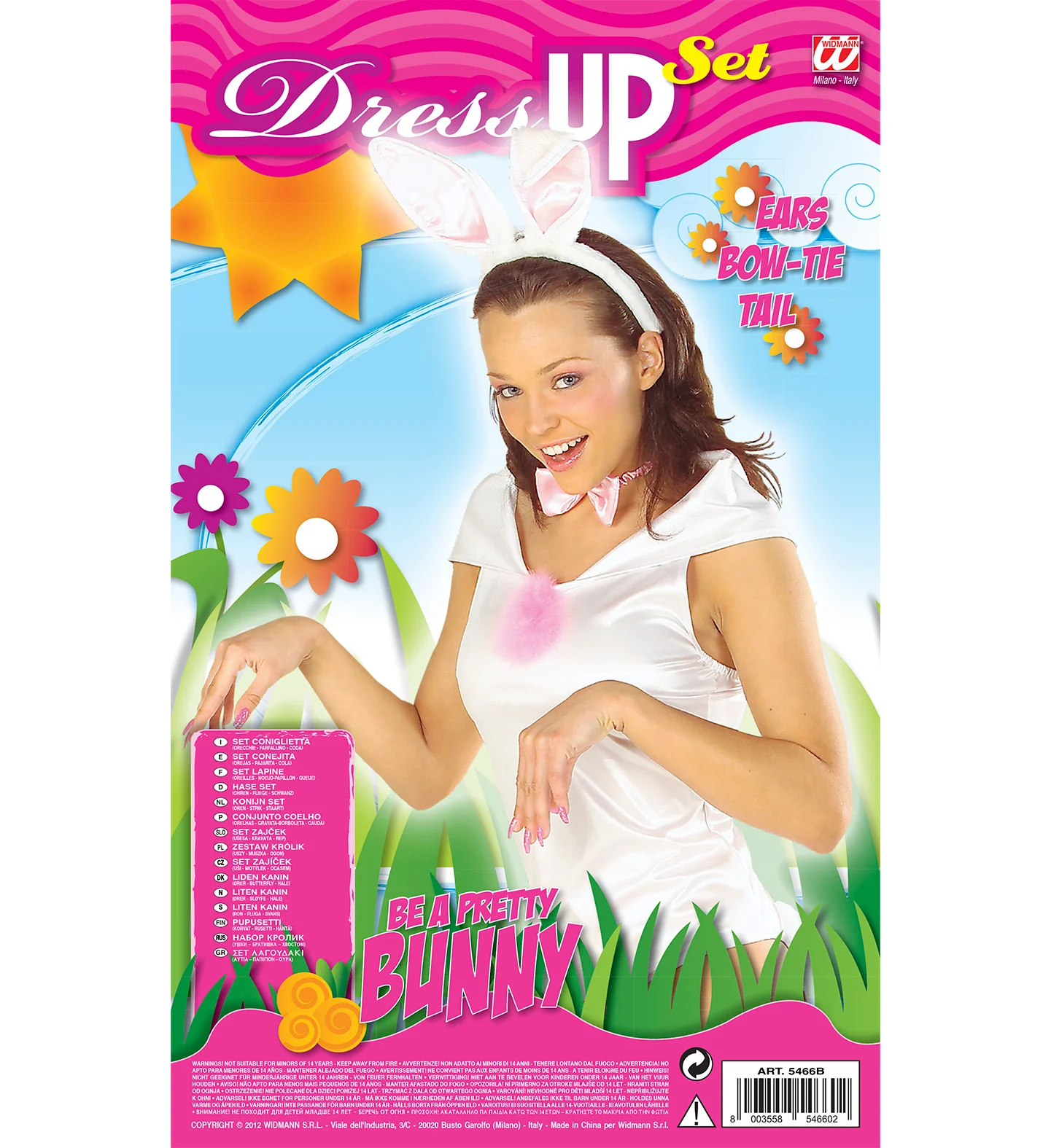 Bunny oren met staart en strik roze wit - Image 3