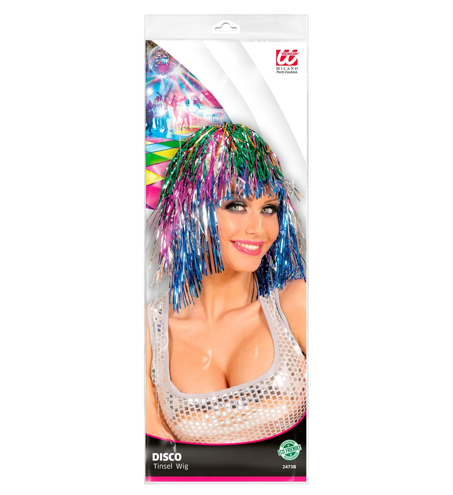 Disco pruik lurex meerkleurig - Image 3
