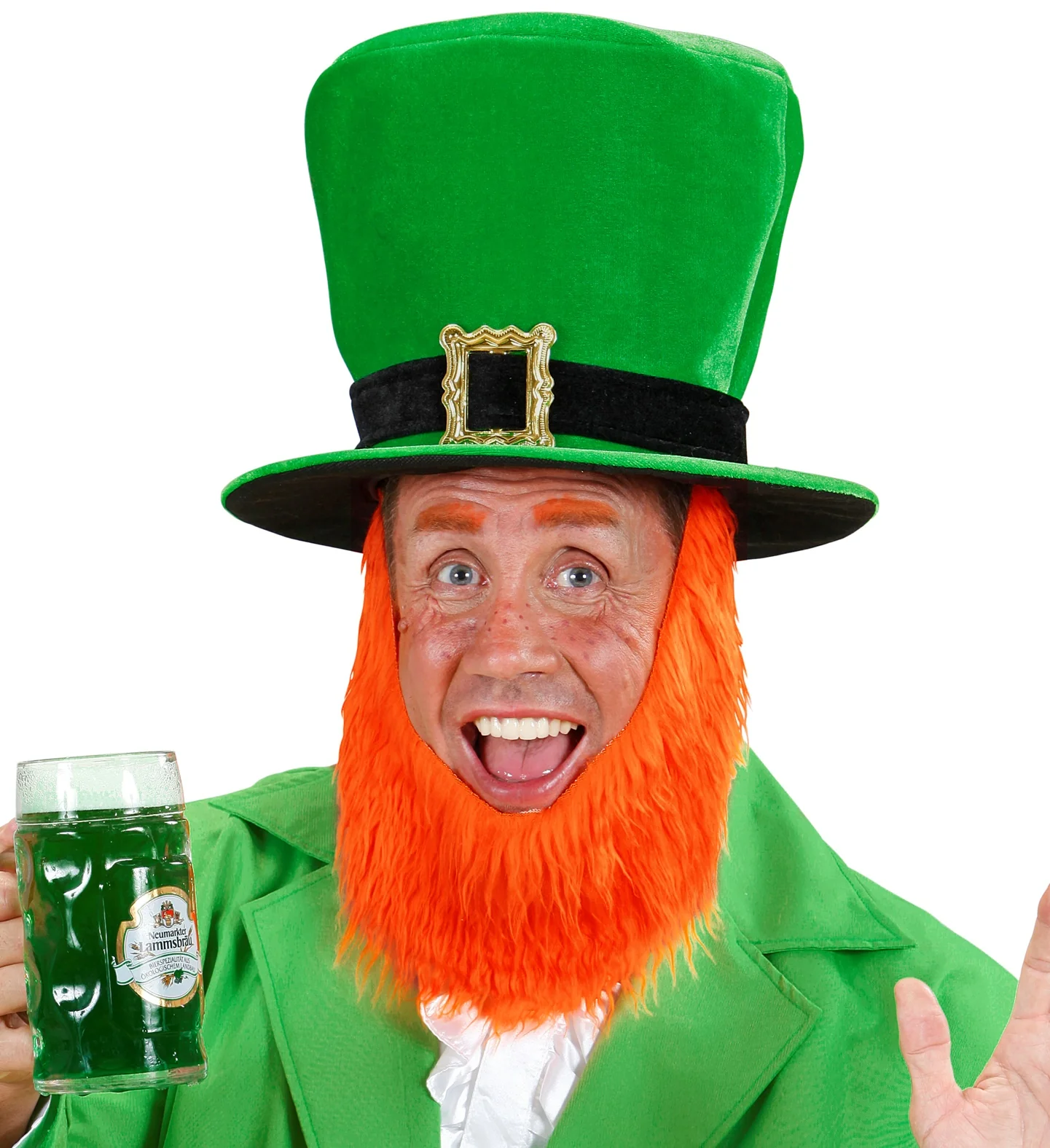 St. Patricks day hoge groene hoed met baard - Image 3