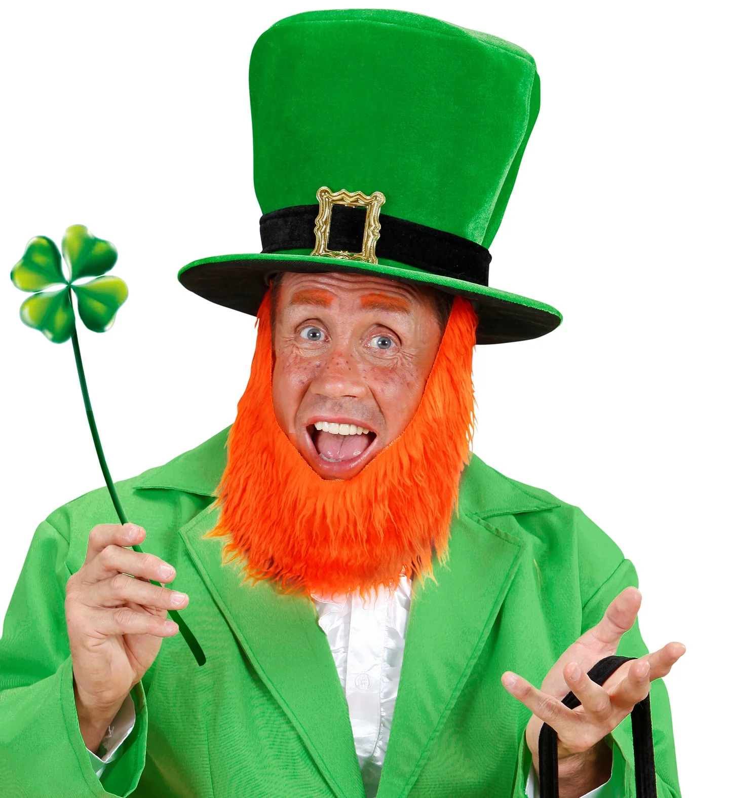 St. Patricks day hoge groene hoed met baard - Image 4