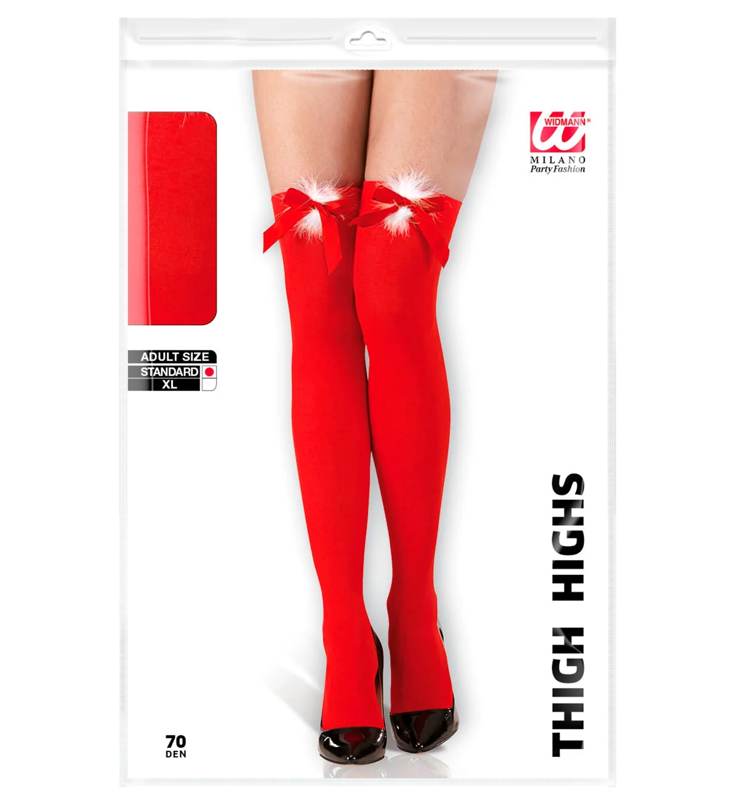 Kerst panty rood met rode strik en wit plushe - Image 4