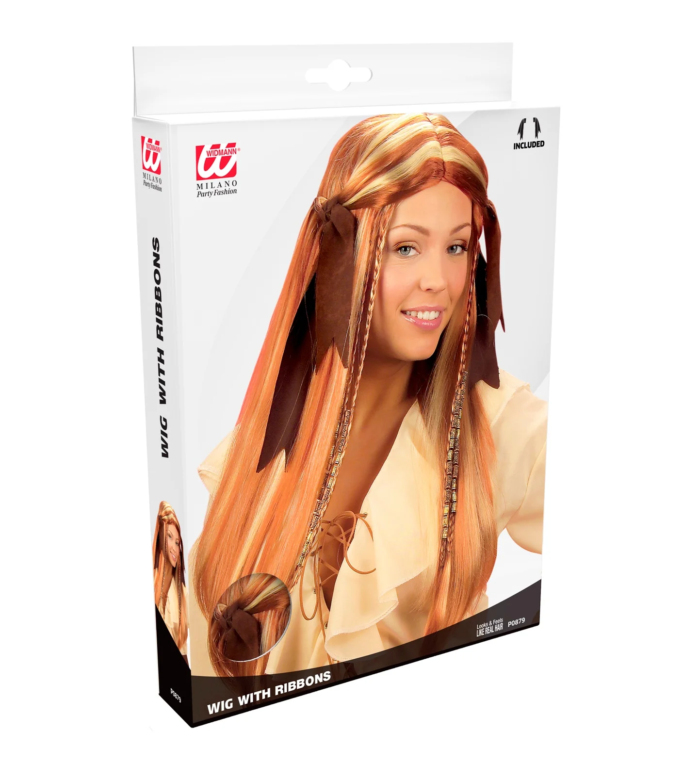 Piraten pruik blond bruin met vlechtjes - Image 2