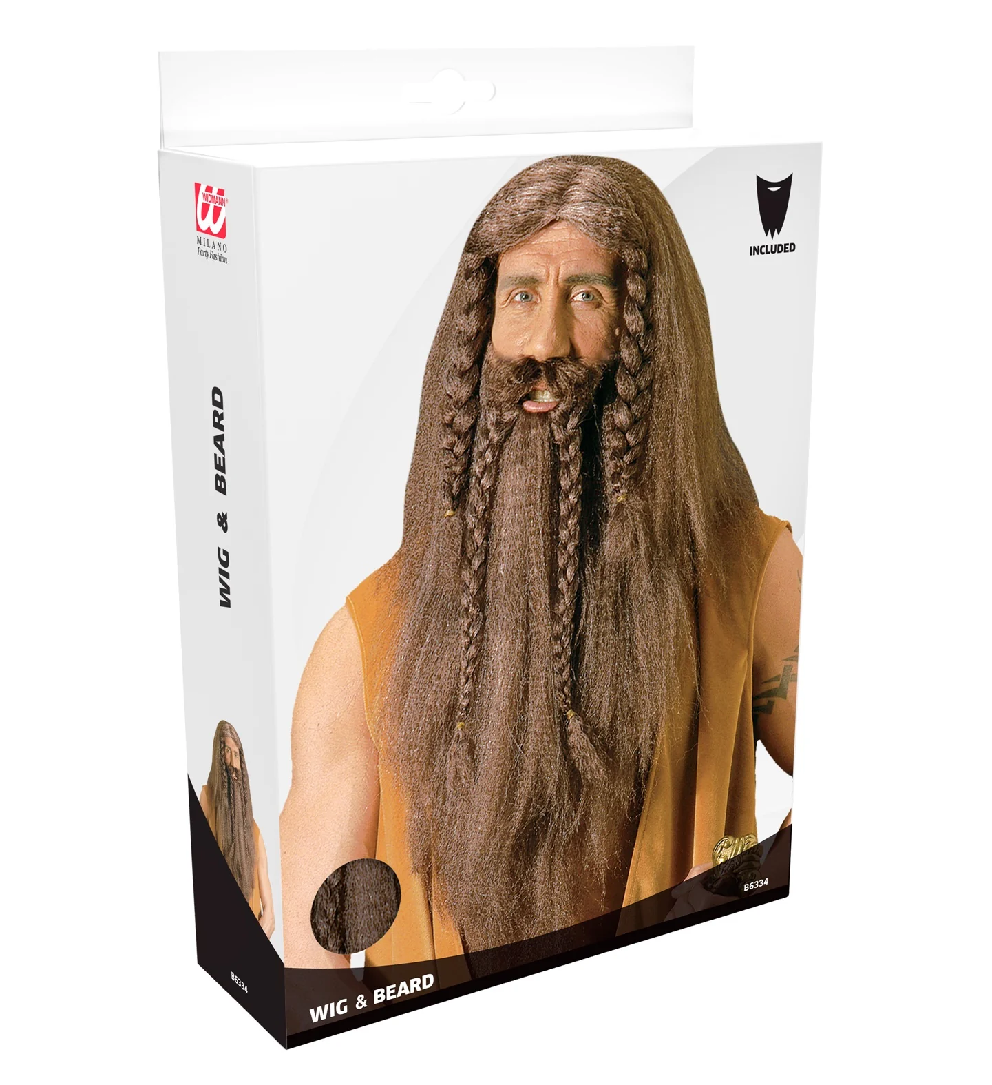 Viking pruik met baard en snor bruin - Image 2