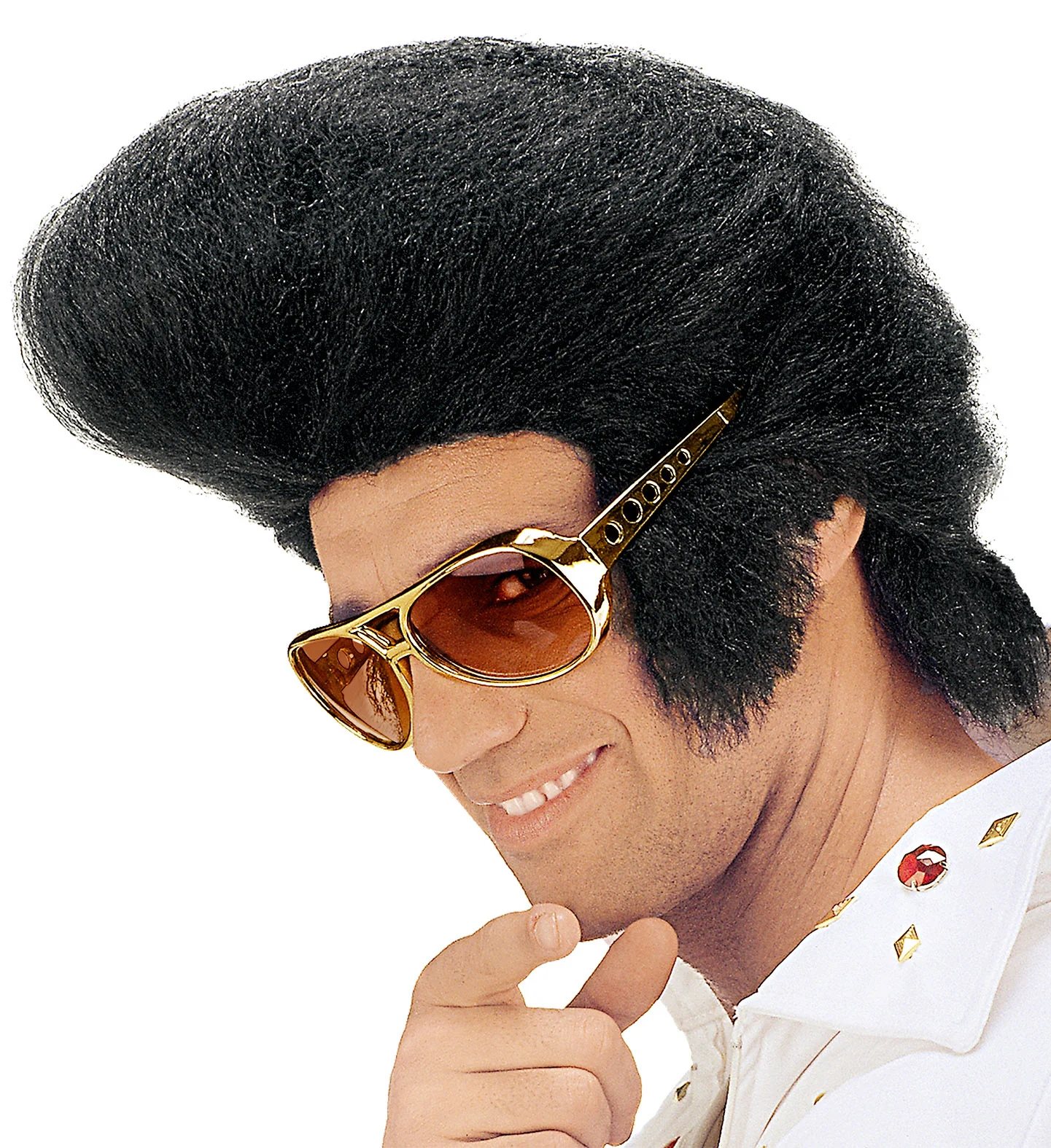 Elvis pruik zwart met hoge kuif - Image 2
