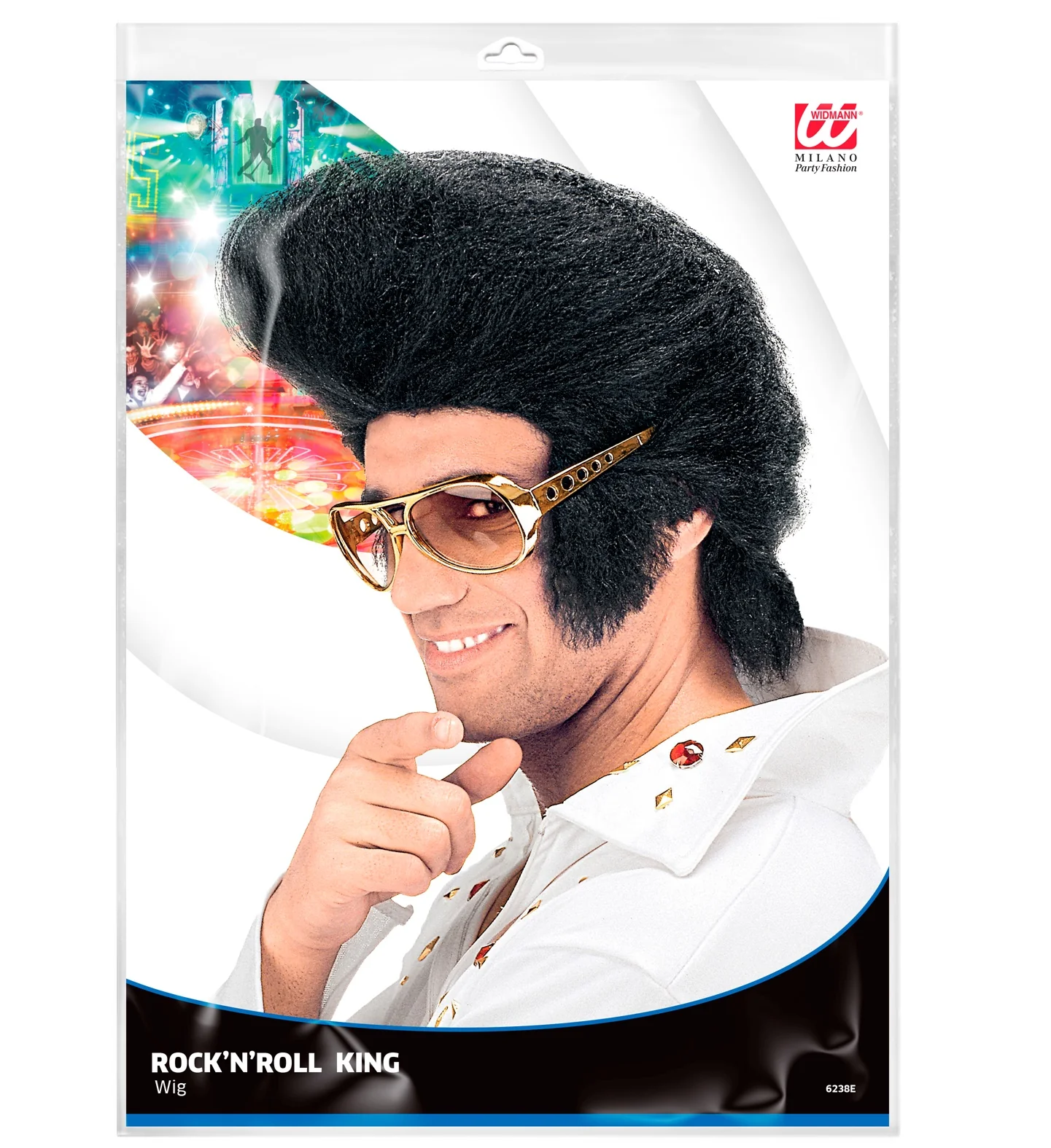 Elvis pruik zwart met hoge kuif - Image 3