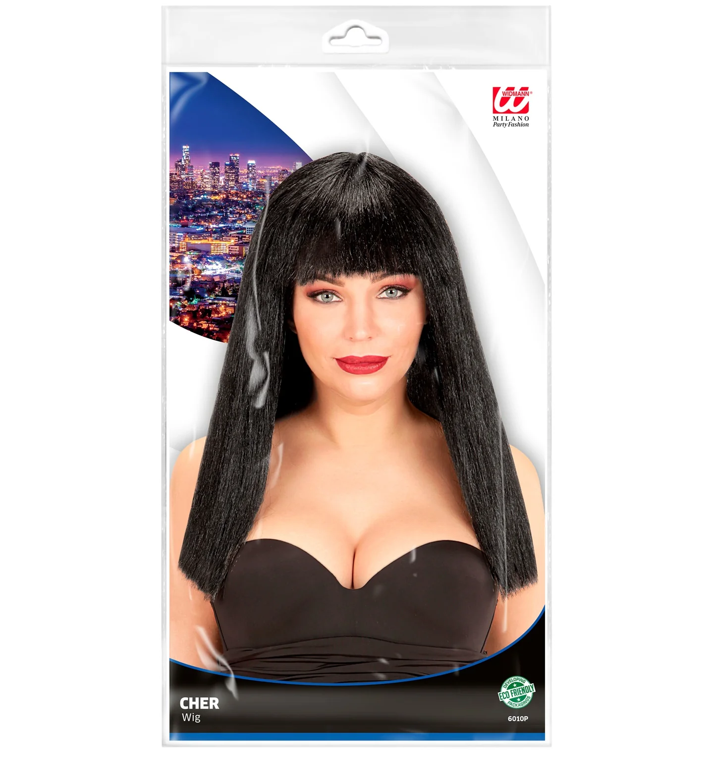 Pruik stijl haar met pony zwart - Image 2