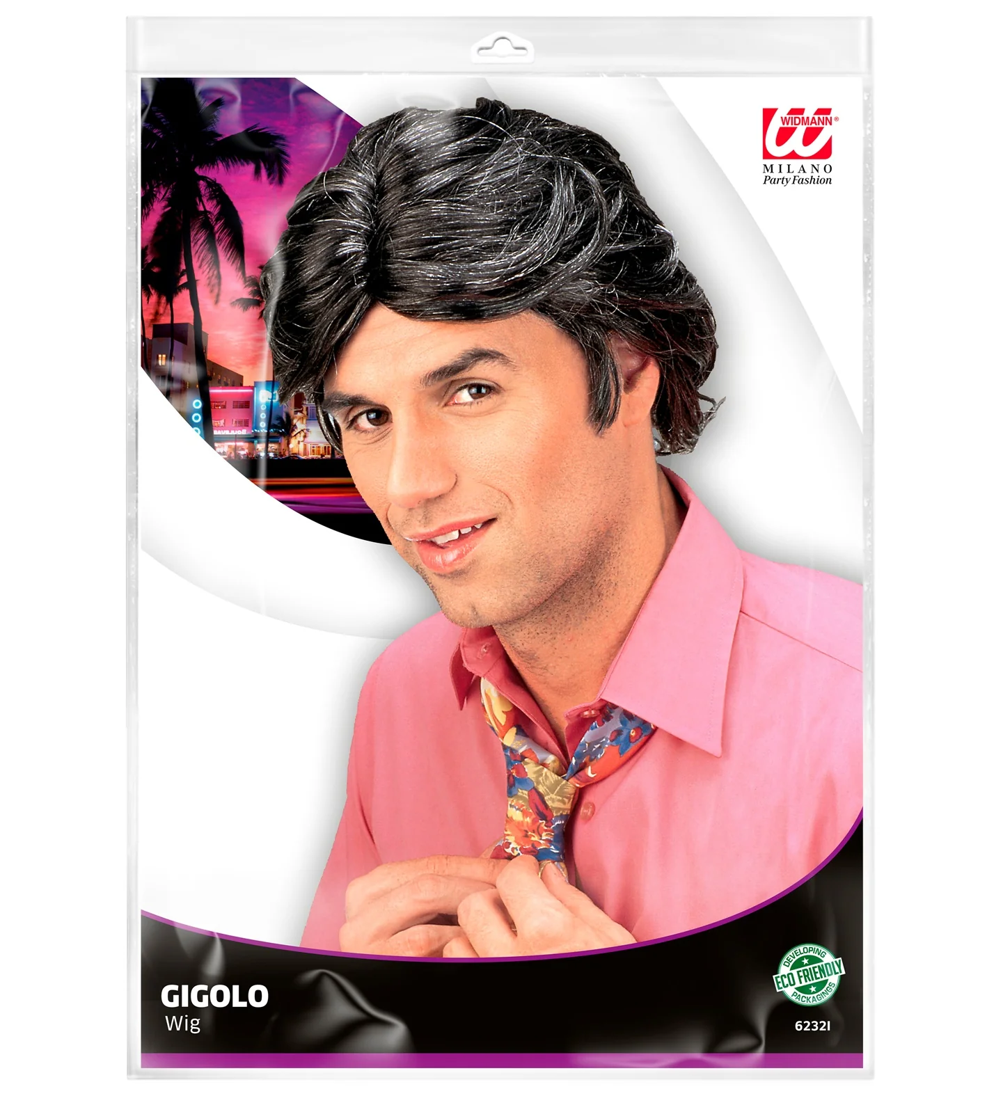 Gigolo pruik karakter heren zwart - Image 2