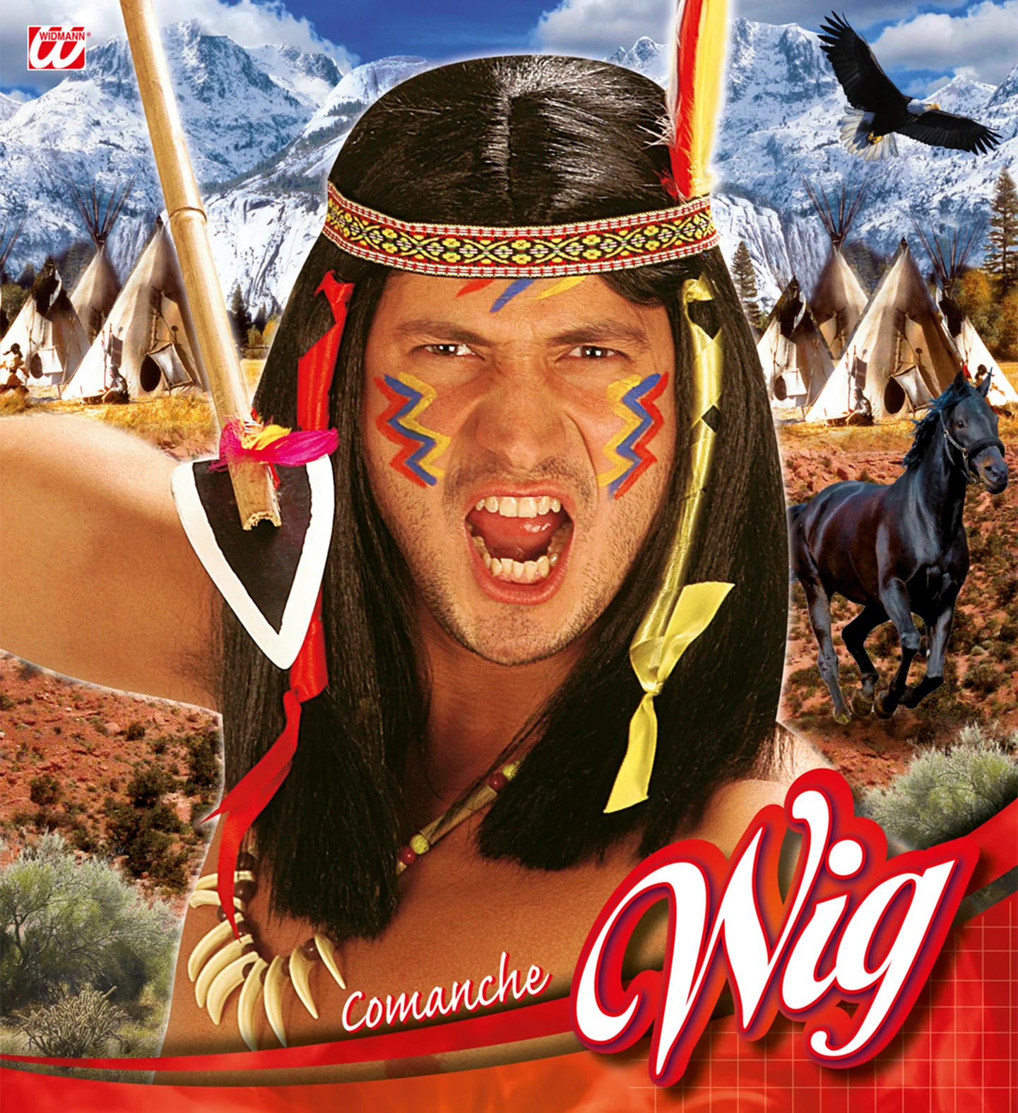 Indianen pruik met veren - Image 2