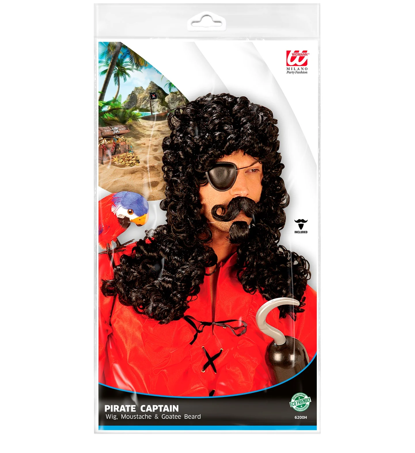 Piraten pruik zwart met krullen - Image 2