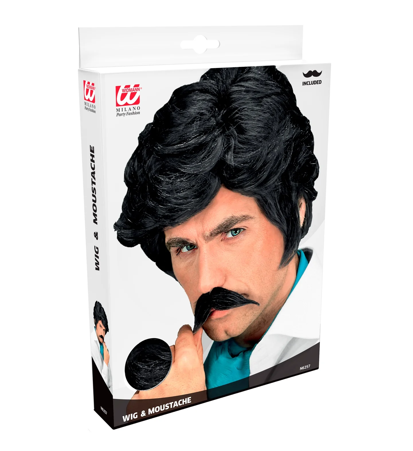 Playboy pruik met snor zwart - Image 3