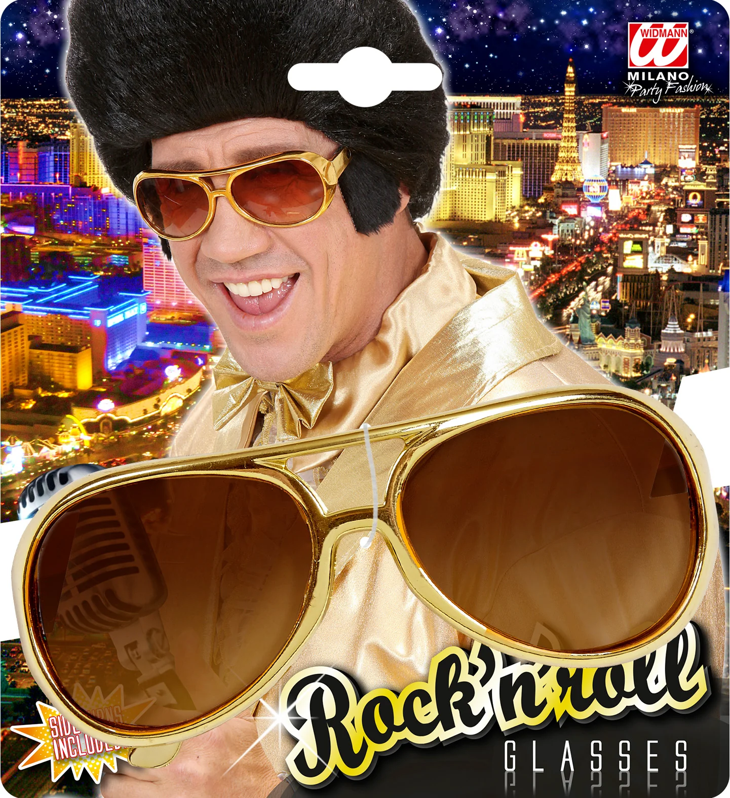 Rock 'n roll bril Elvis goud met bakkebaarden - Image 3