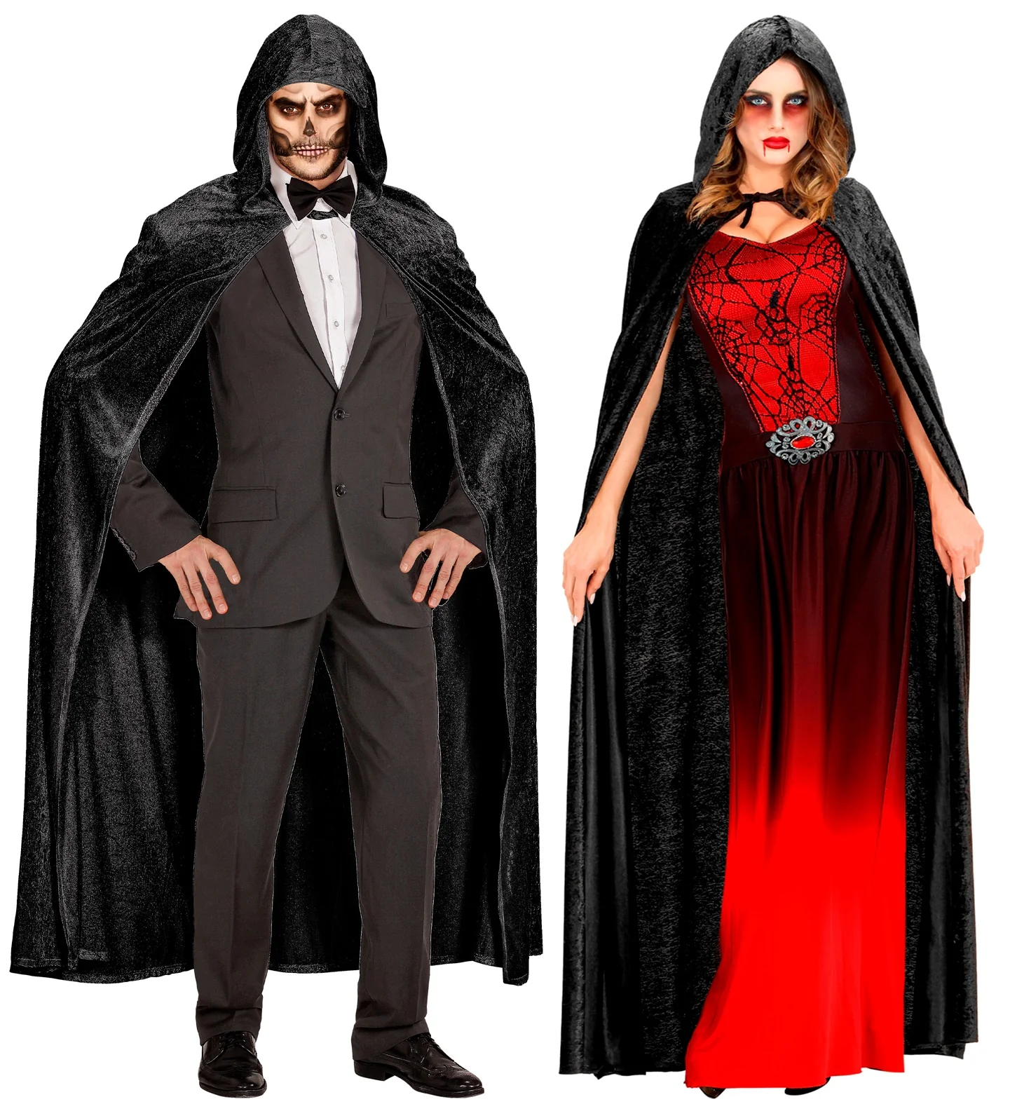 Fluwelen zwarte cape 150cm luxe - Image 2