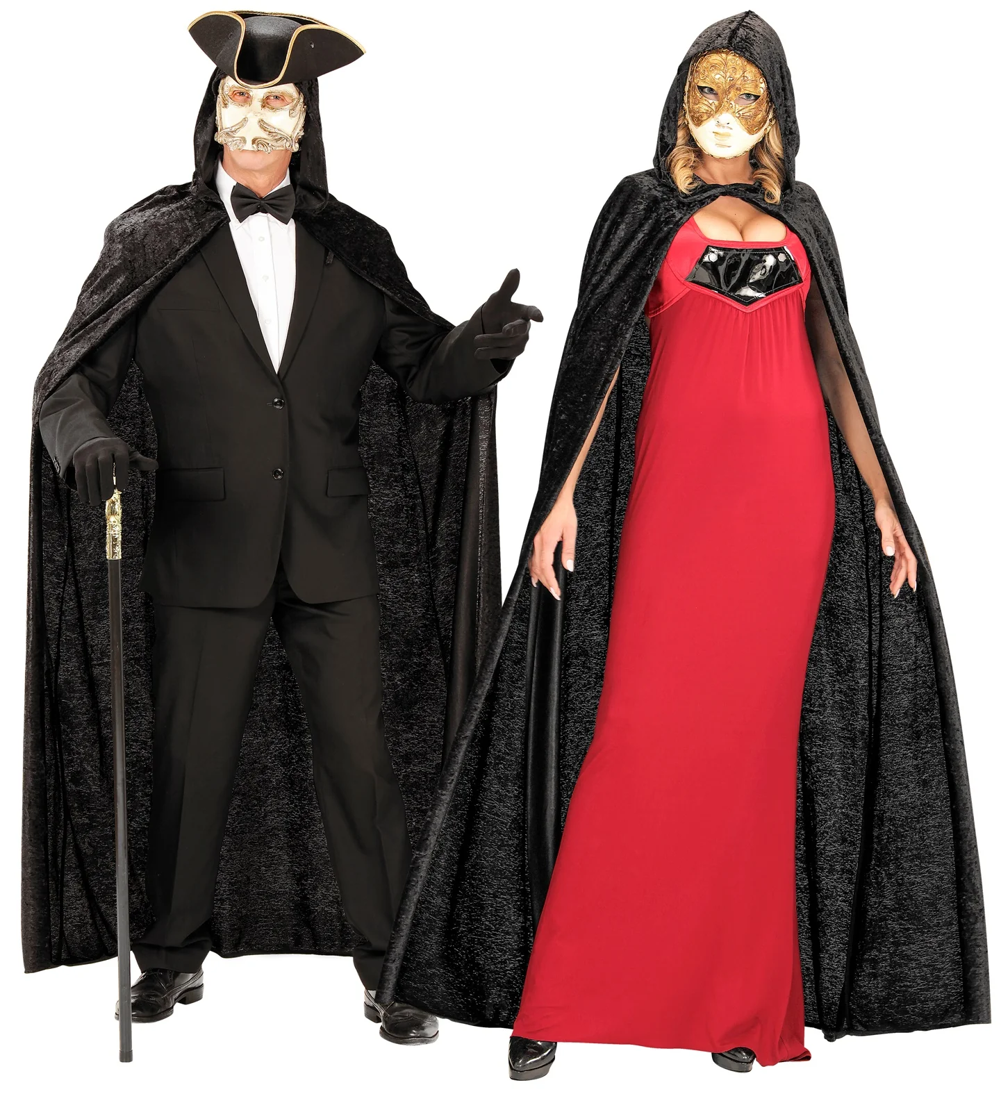 Fluwelen zwarte cape 150cm luxe - Image 3