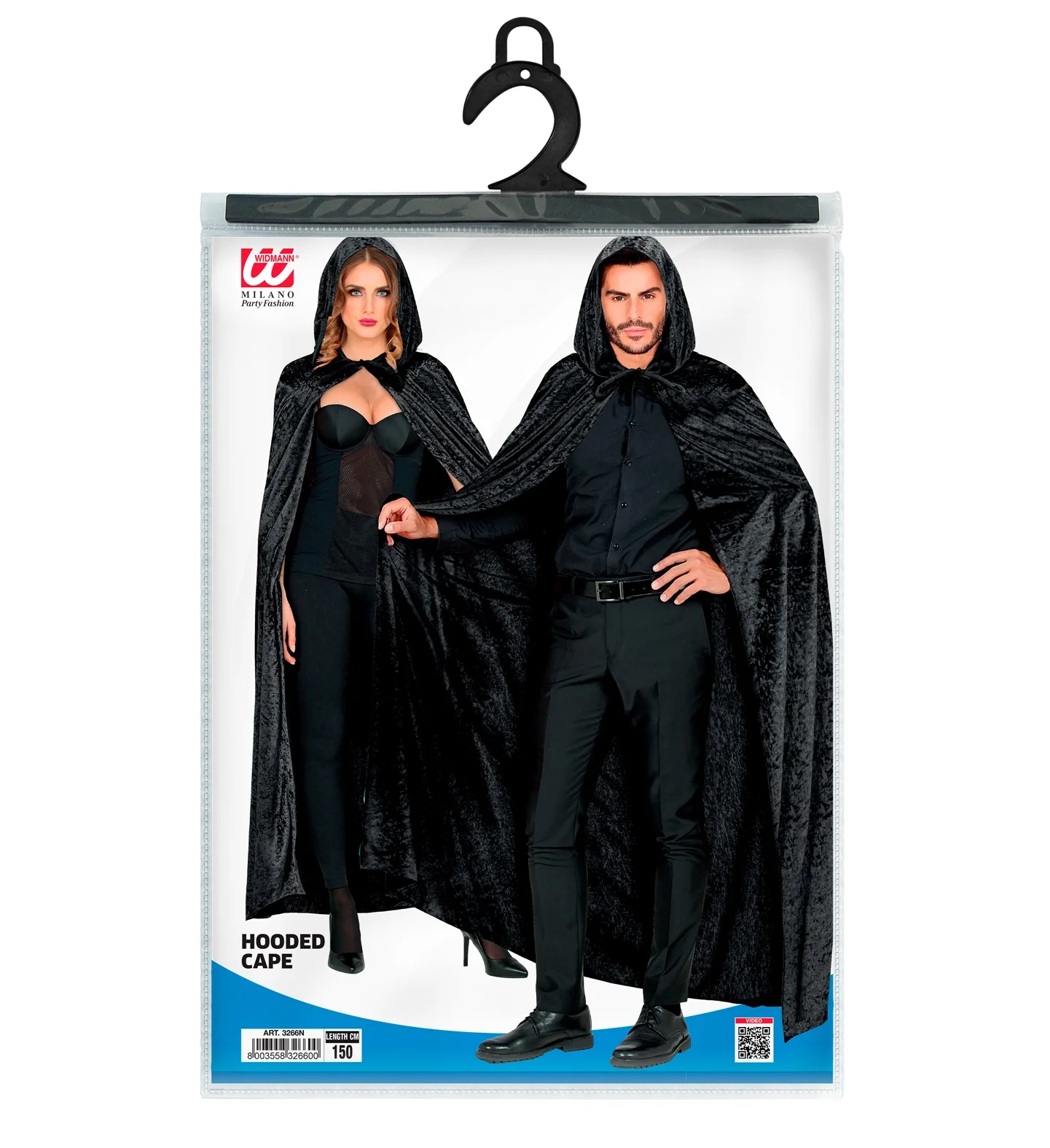 Fluwelen zwarte cape 150cm luxe - Image 6