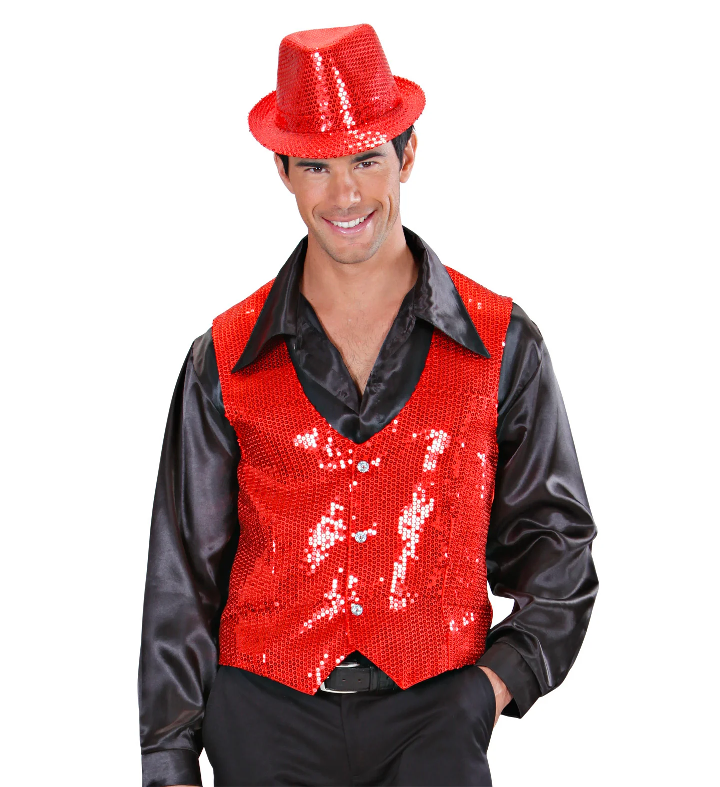 Pailletten gilet vestje rood - Image 2