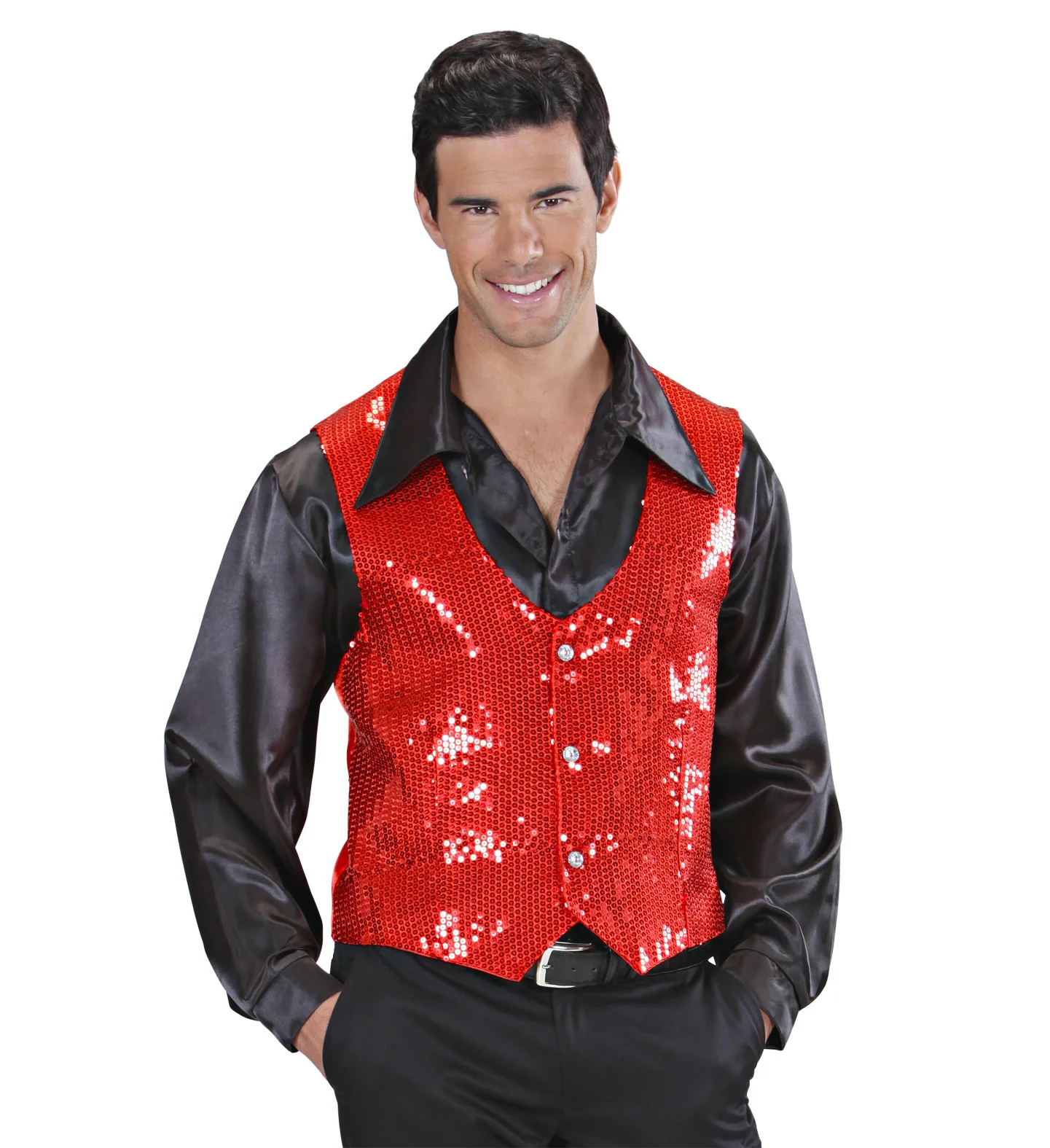Pailletten gilet vestje rood - Image 3