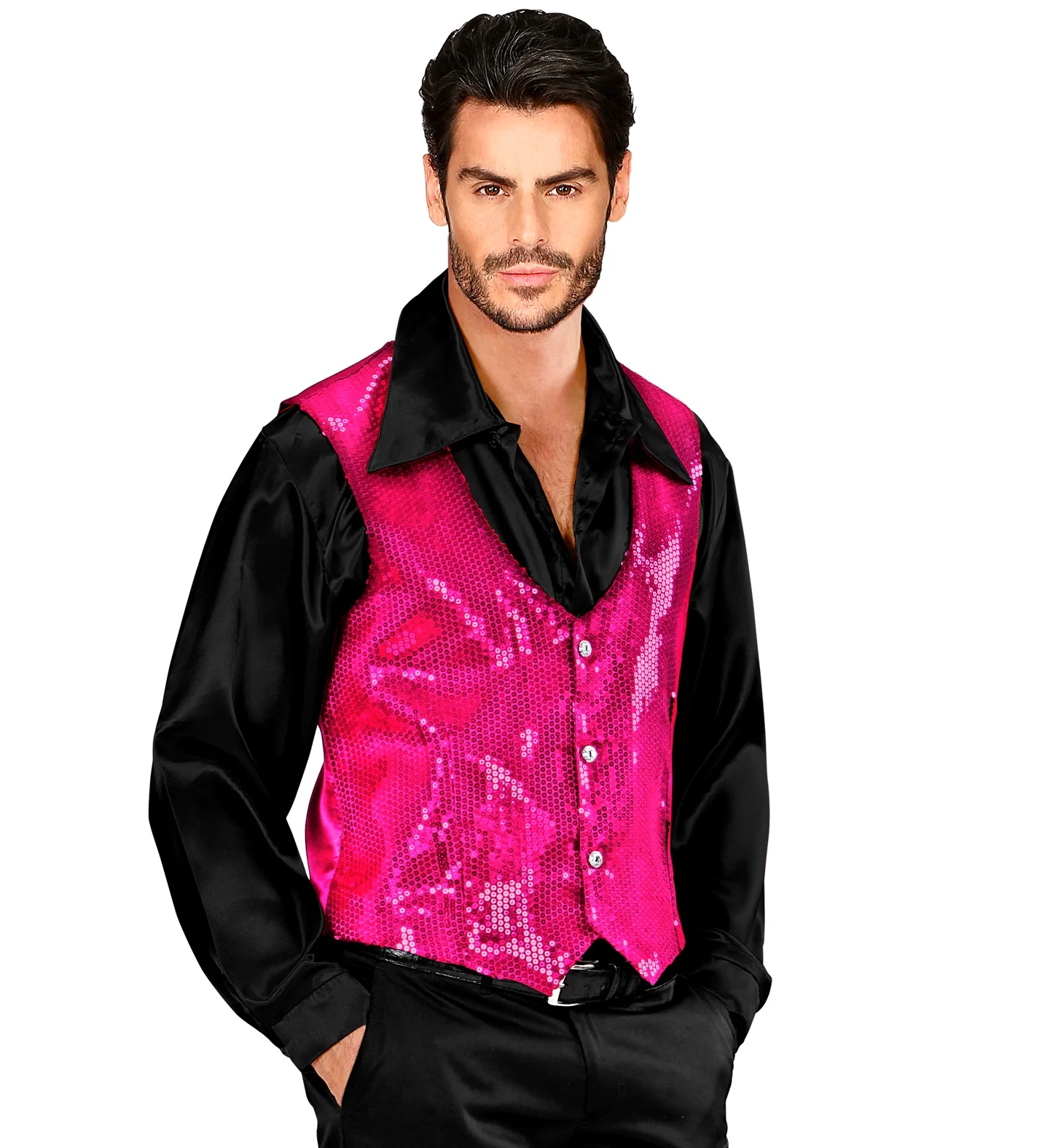 Pailletten gilet vestje roze