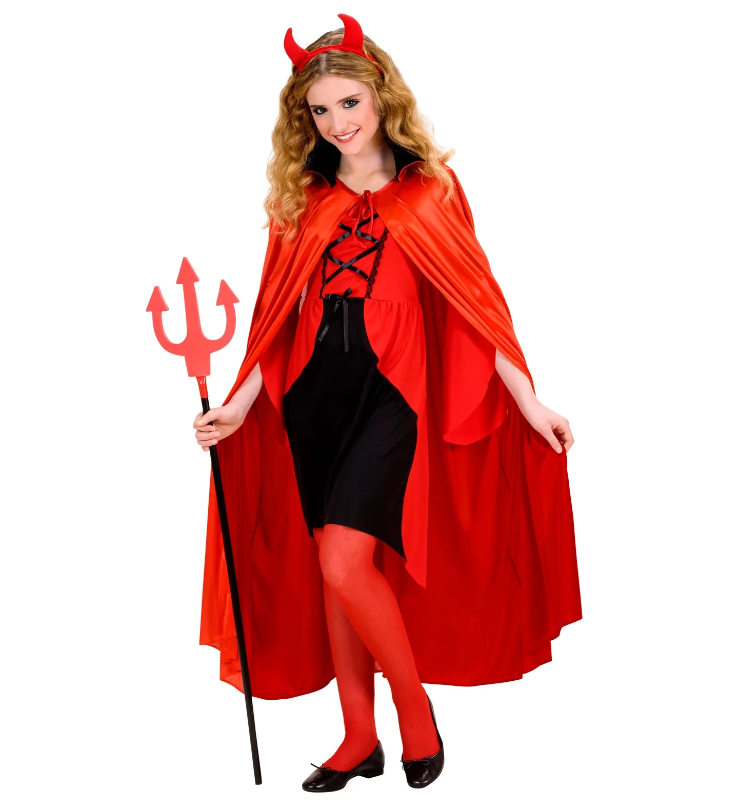 Duivel cape rood met zwart kraag kind - Image 2