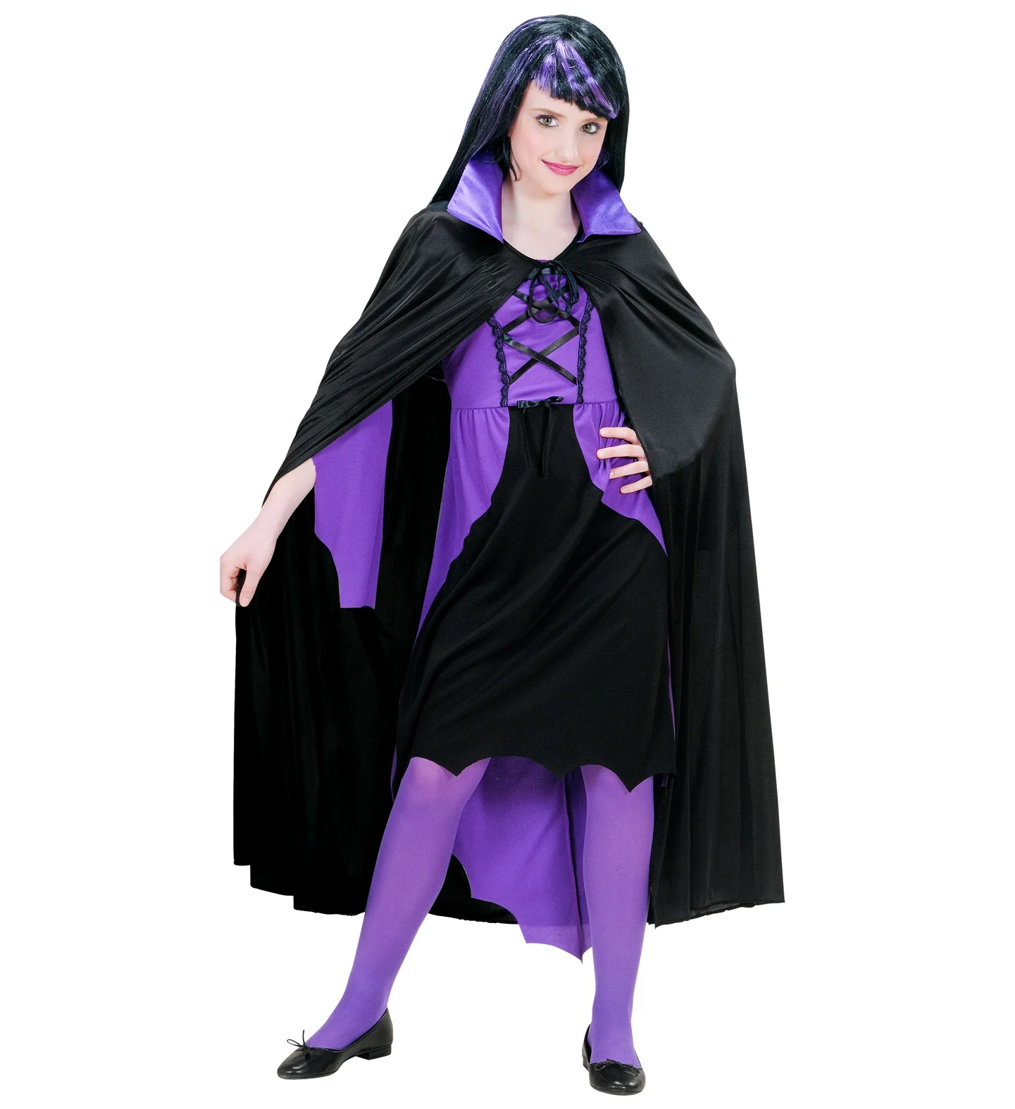 Dracula cape zwart met paarse kraag kinderen - Image 2