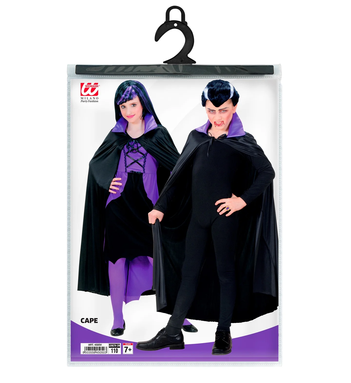 Dracula cape zwart met paarse kraag kinderen - Image 4