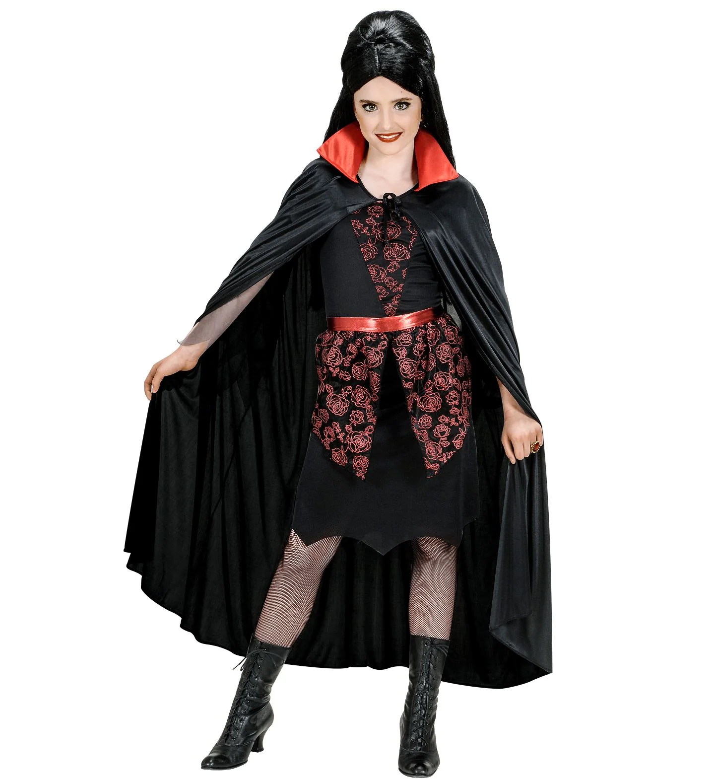 Dracula vampier cape zwart met rode kraag kind - Image 2