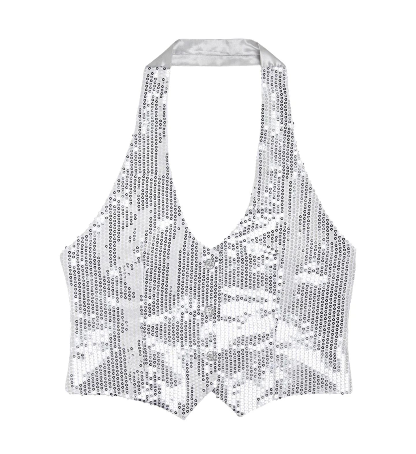 Glittervest zilver pailletten - Image 4